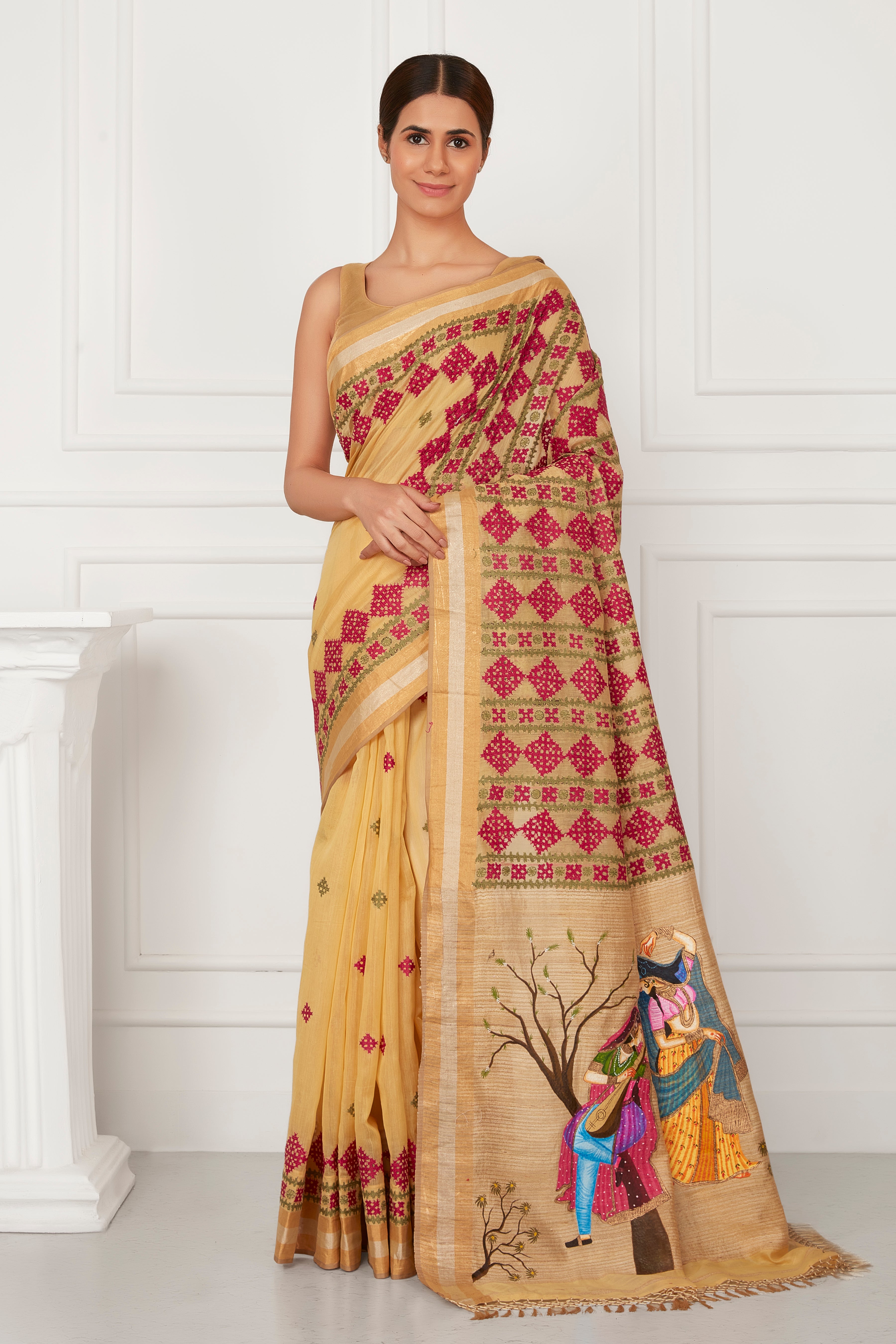 Beige Maheshwari Sindhi Handwork