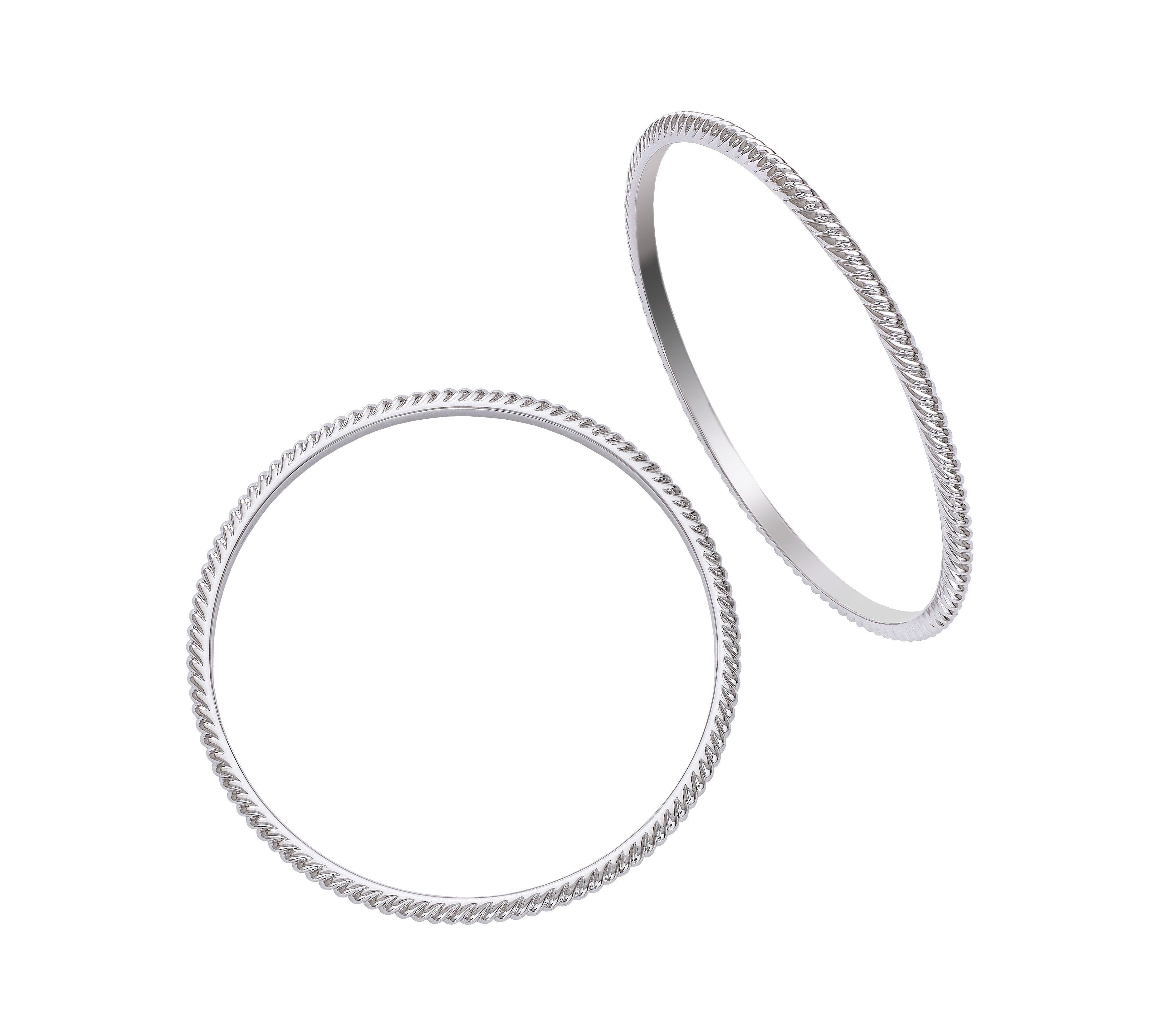 18k Tempered Bangle Bracelet - White Gold