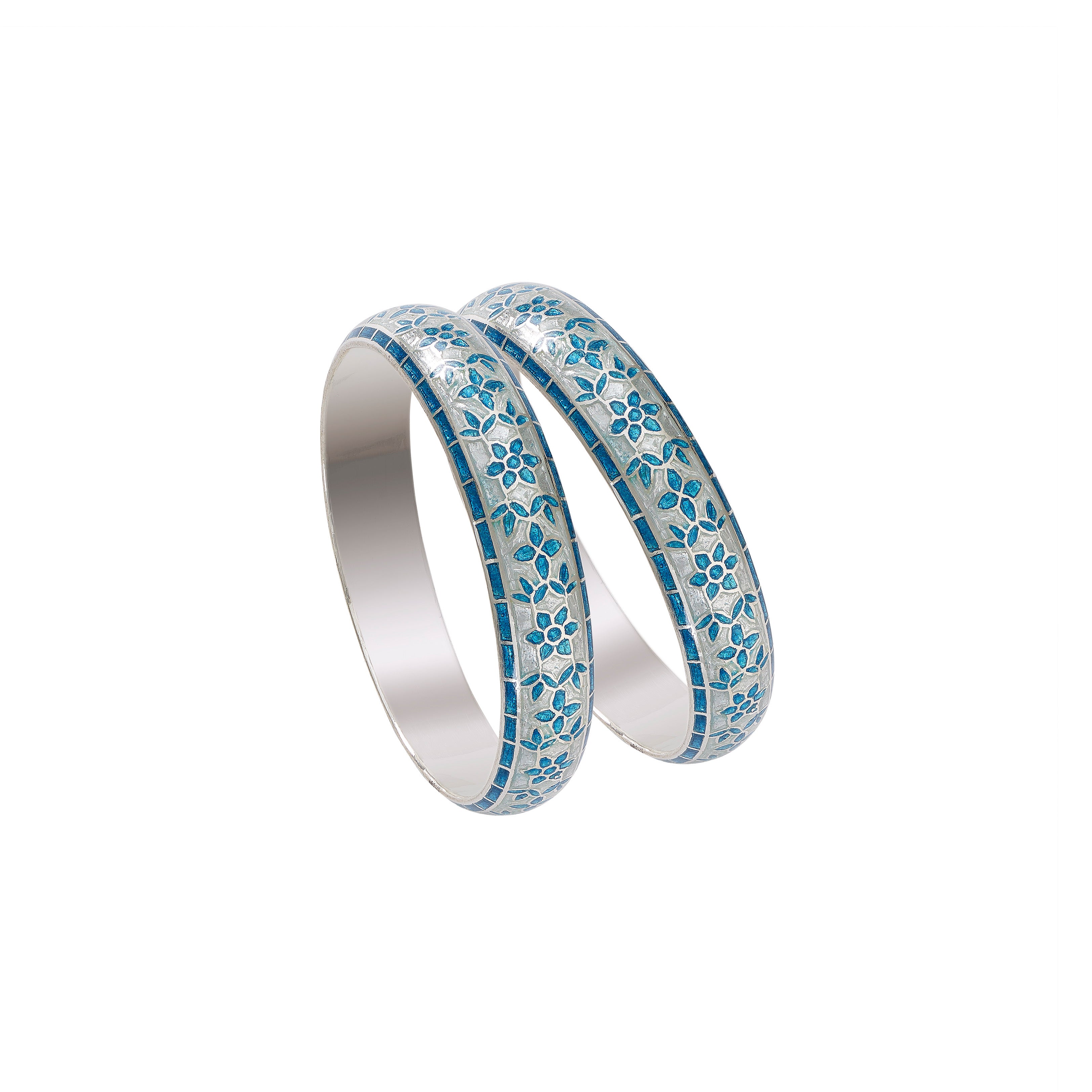 Blue Enamel Silver Bangles Devam