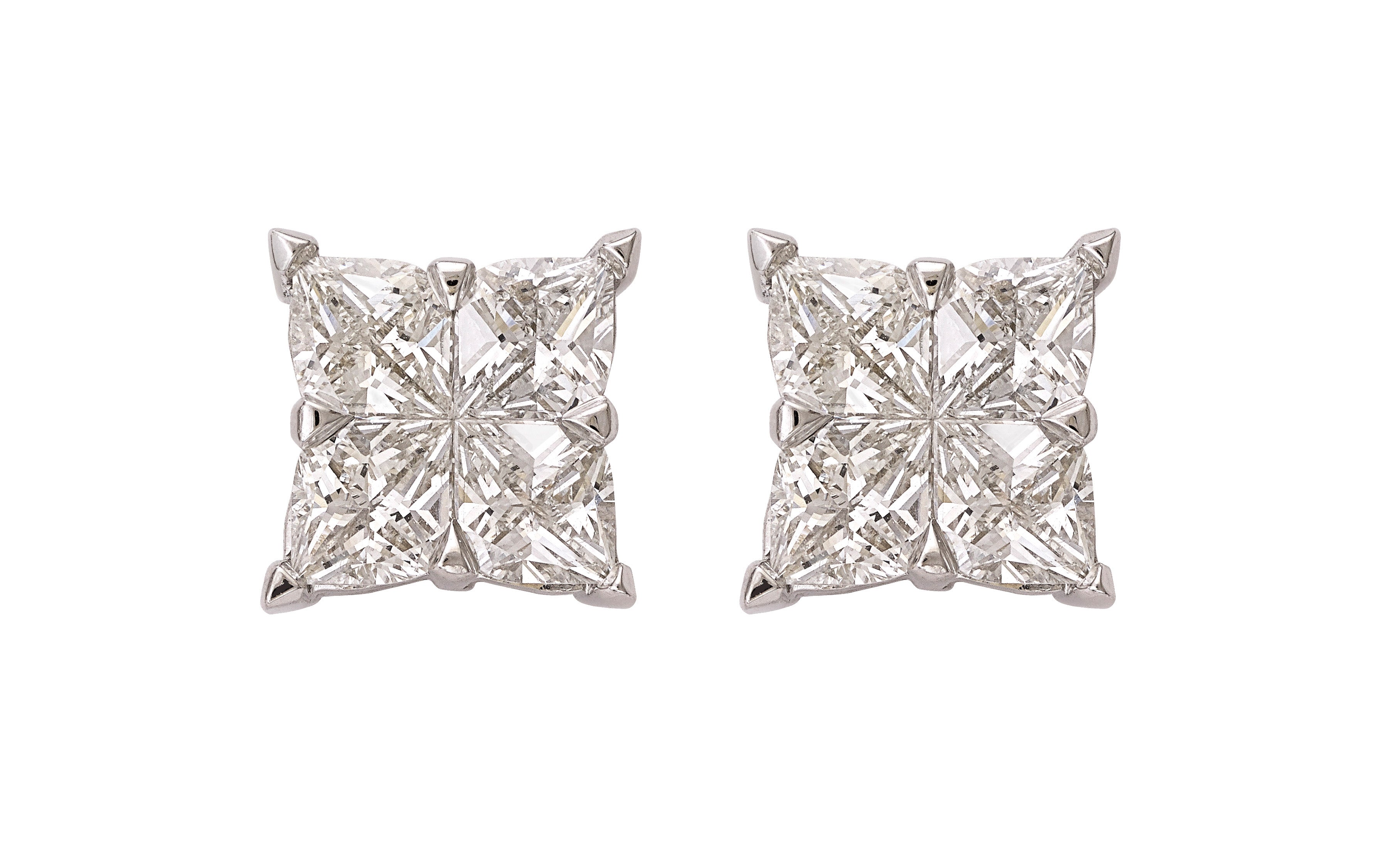 Pie-Cut Flower Diamond Earrings Devam