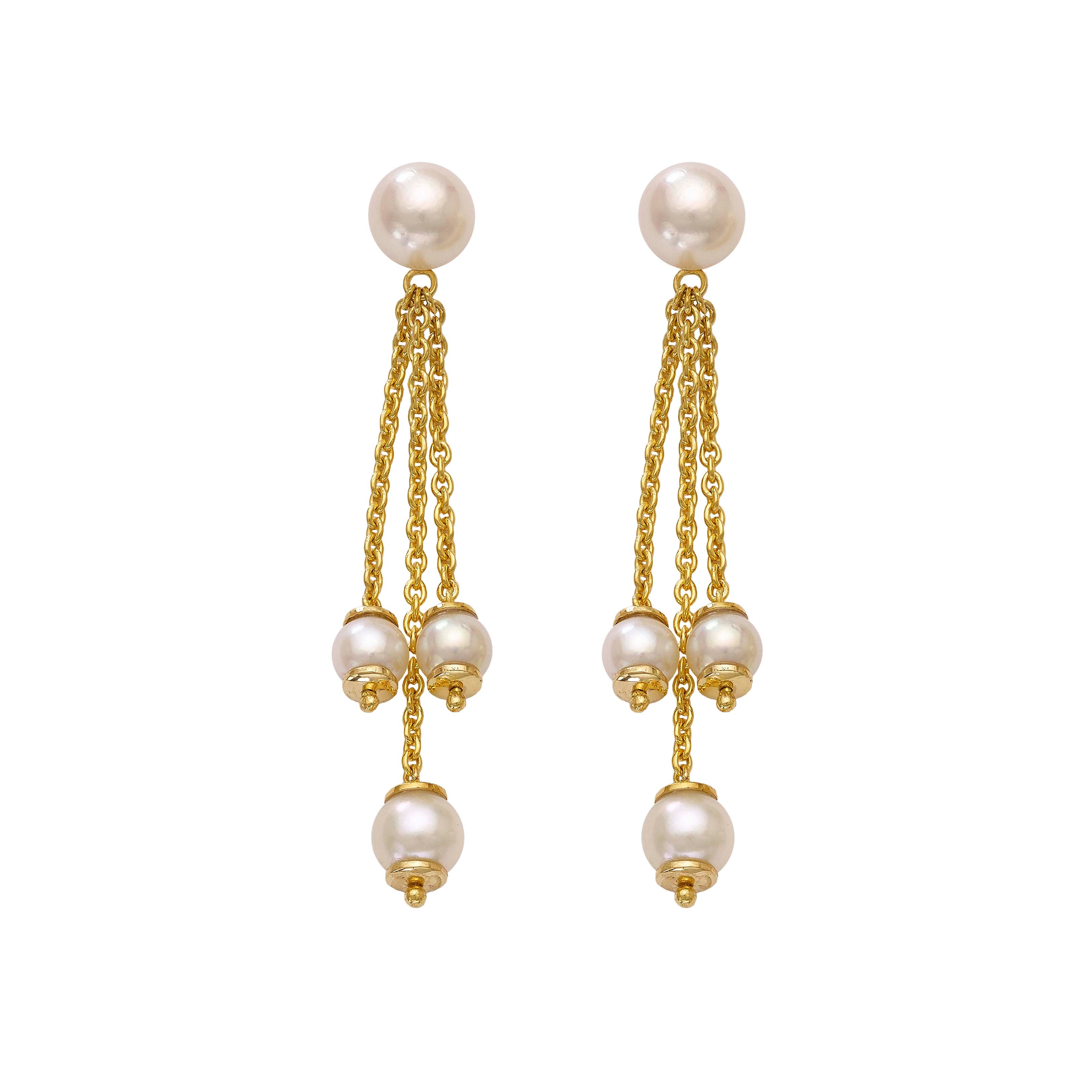 18KT Yellow Gold Earrings with Cultured Pearls