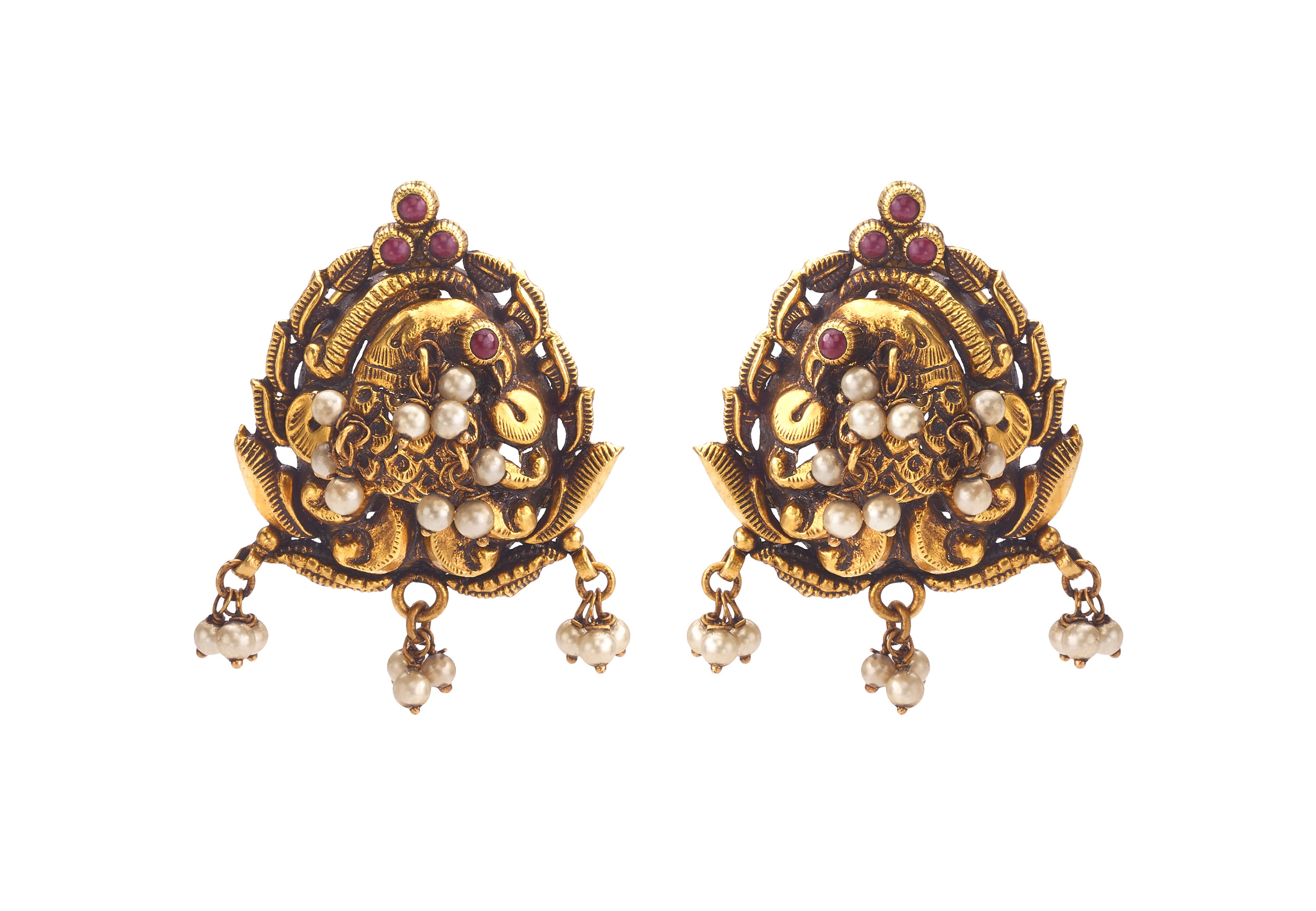 Peacock 22k Yellow Gold Earrings