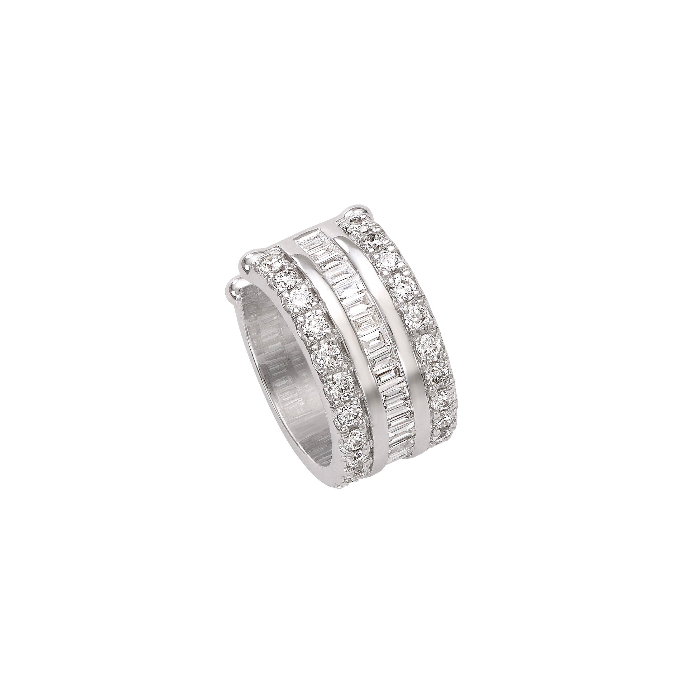 Diamond Channel Set Ear Cuff - White Devam