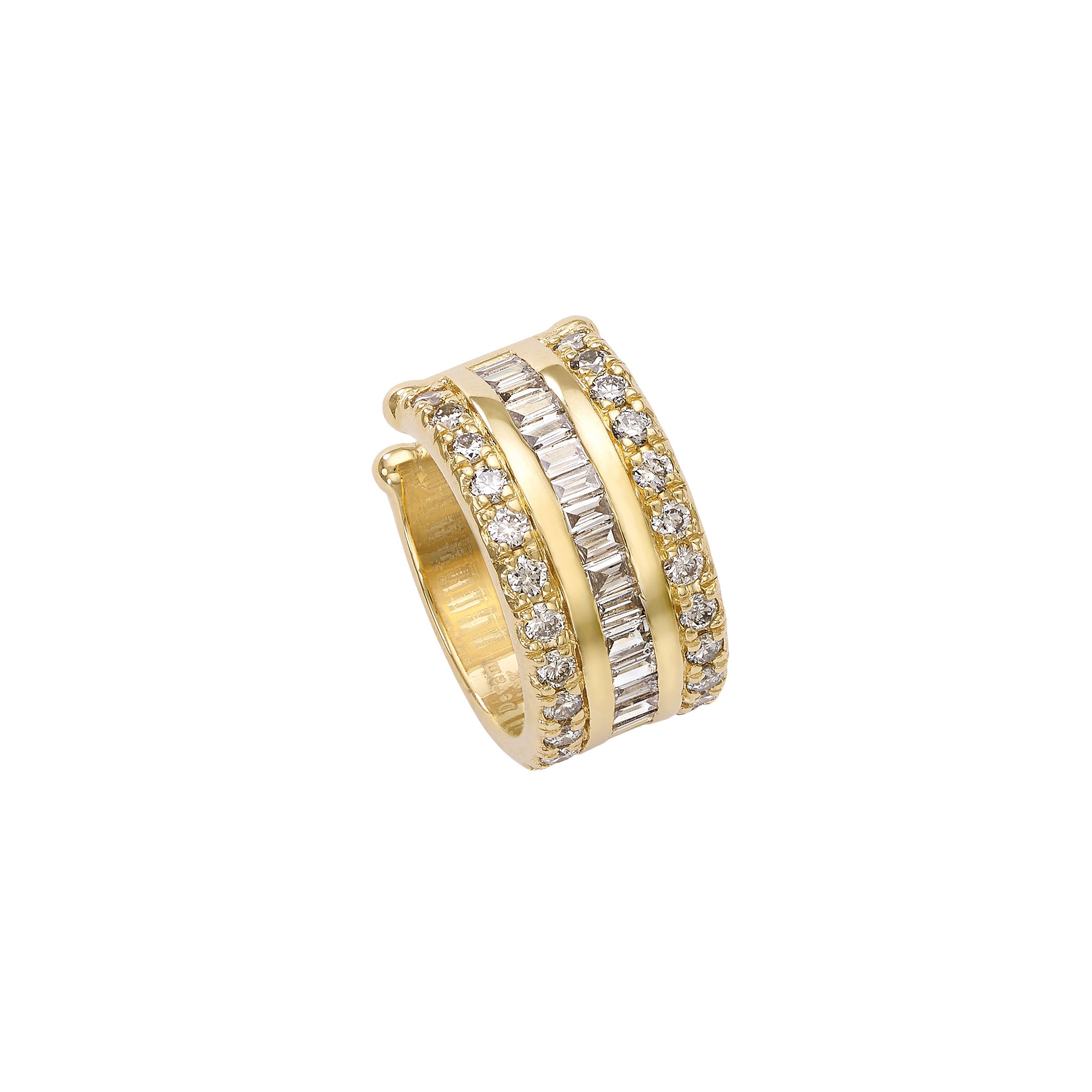 Diamond Channel Set Ear Cuff - Yellow Devam