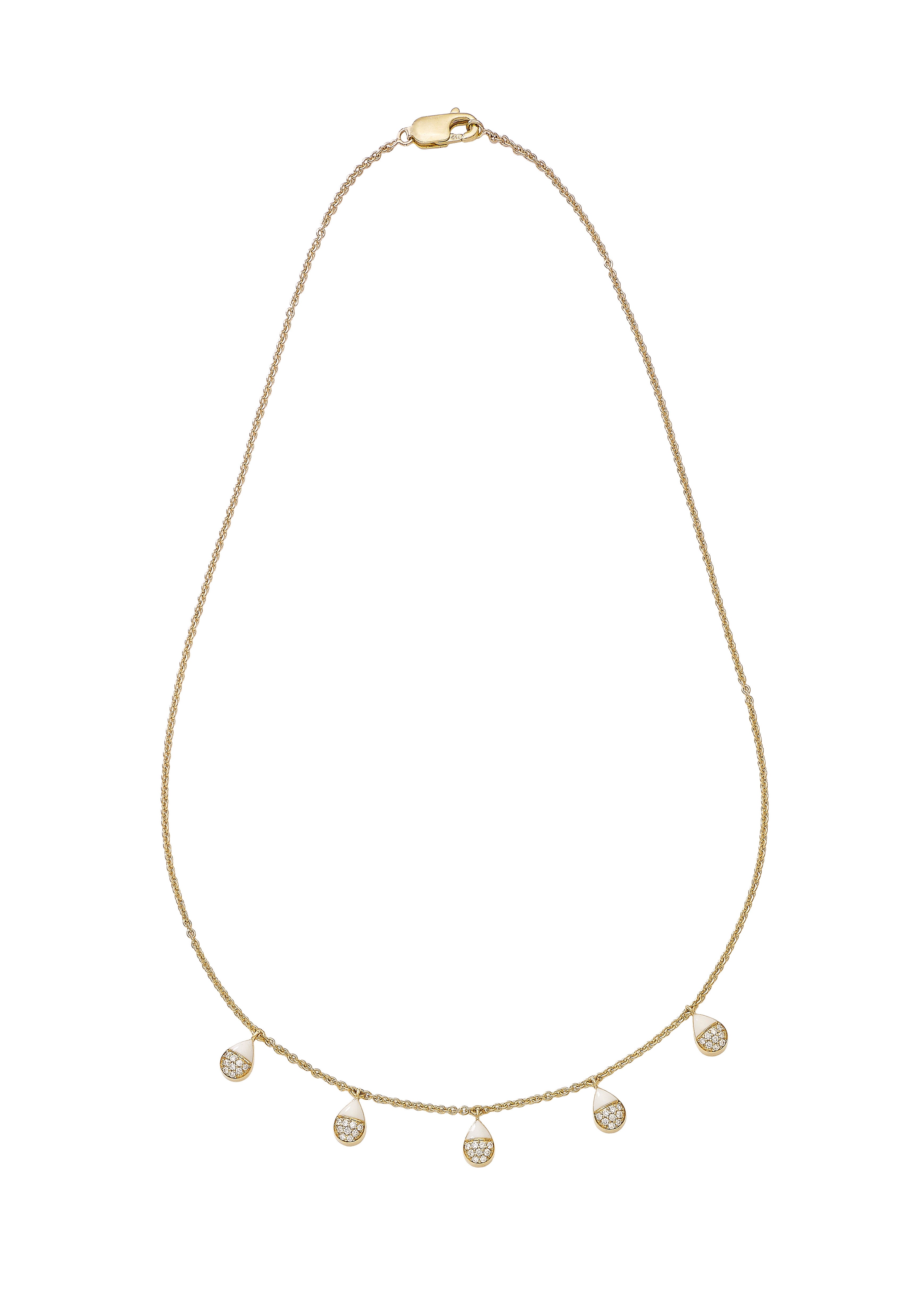 Drops of Enamel Necklace - Yellow Gold / White