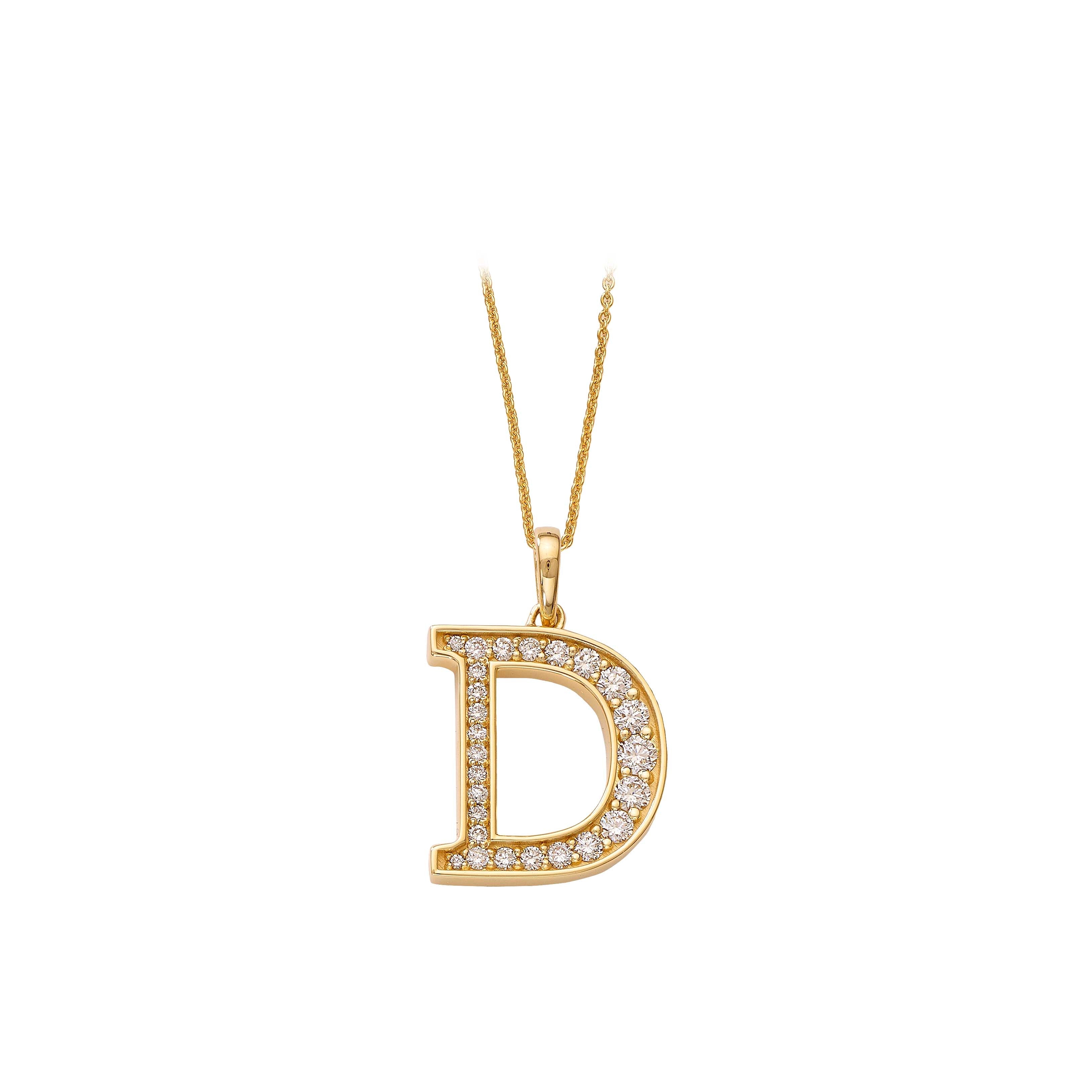 18k Yellow Gold "D" Pendant Devam