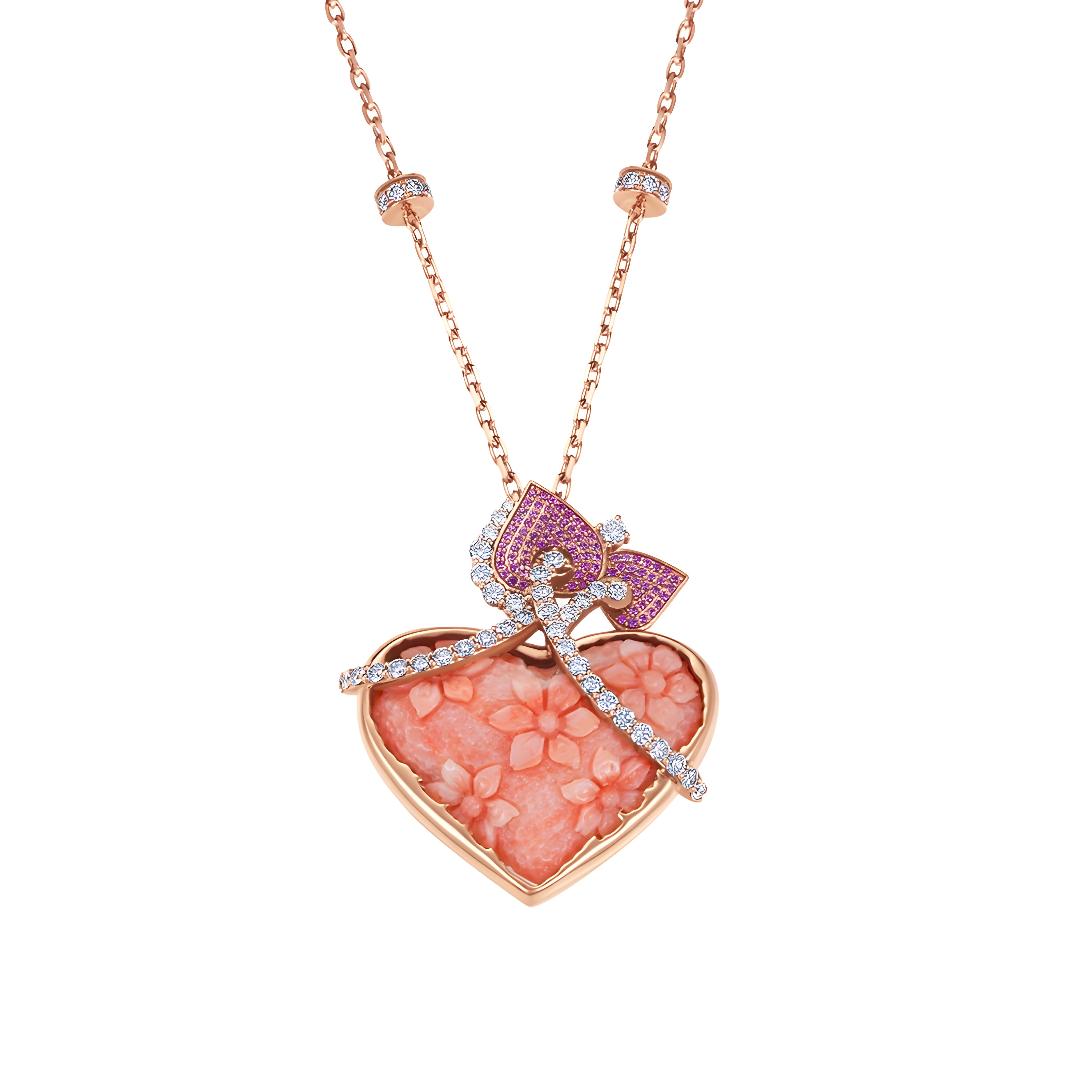 Eternal Bloom Coral Heart Pendant