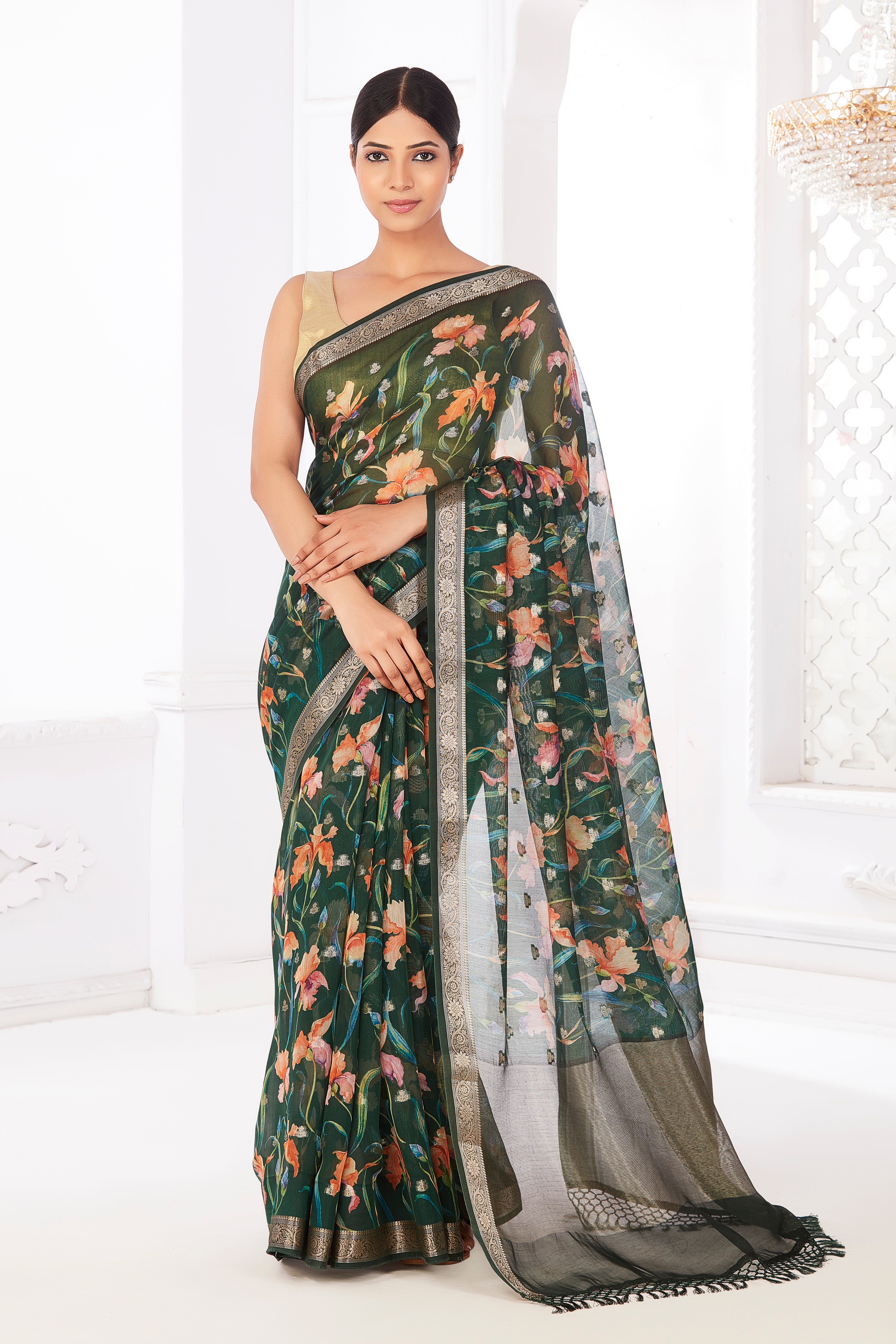 Emerald Zari Elegance