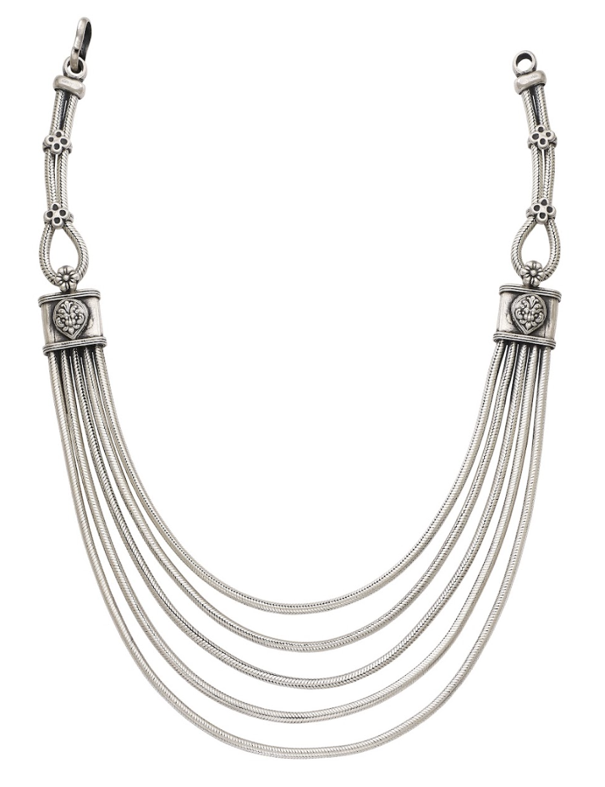 Five Line Silver Necklace Devam