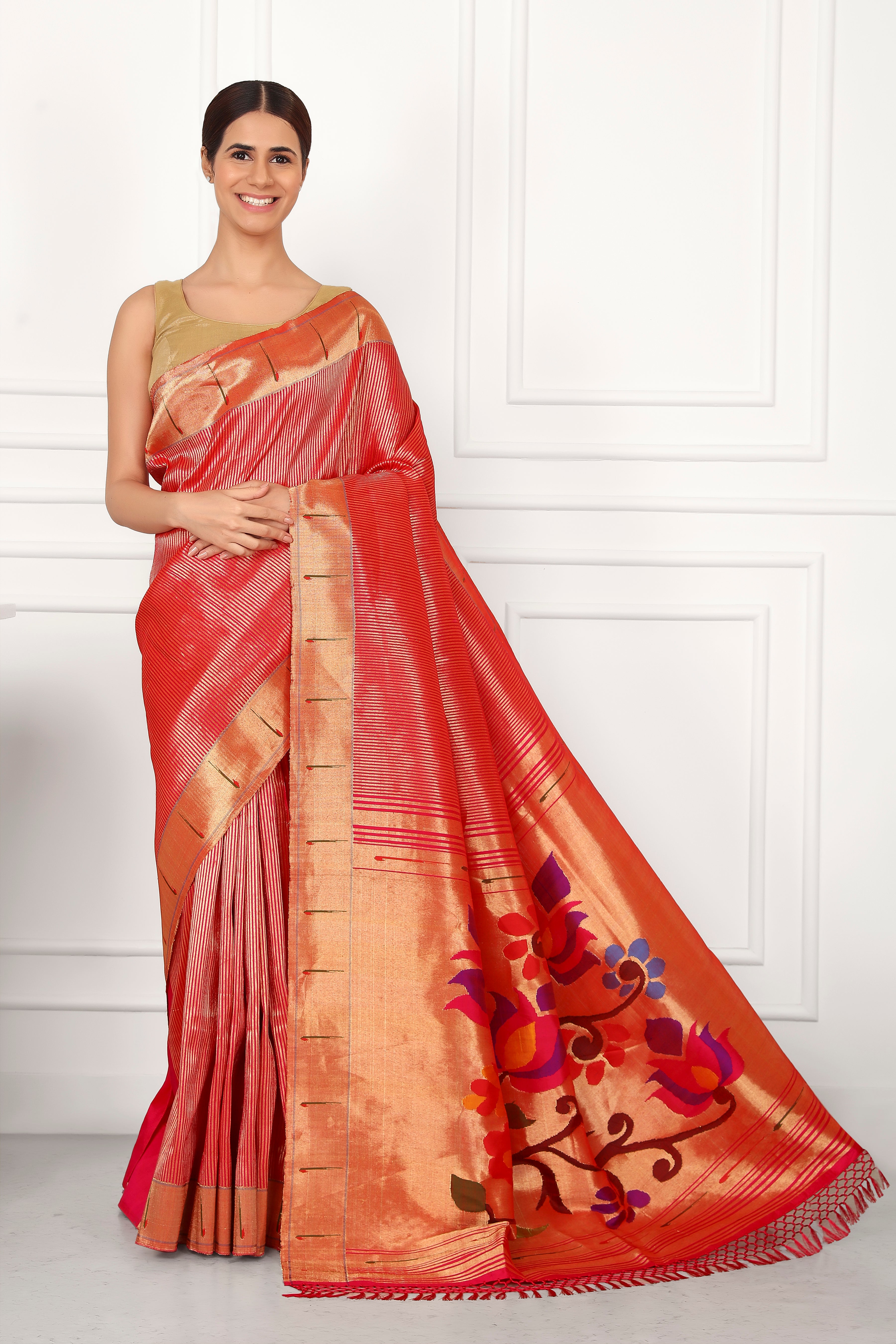 Fuchsia Paithani Single Muniya Exclusive Pallu