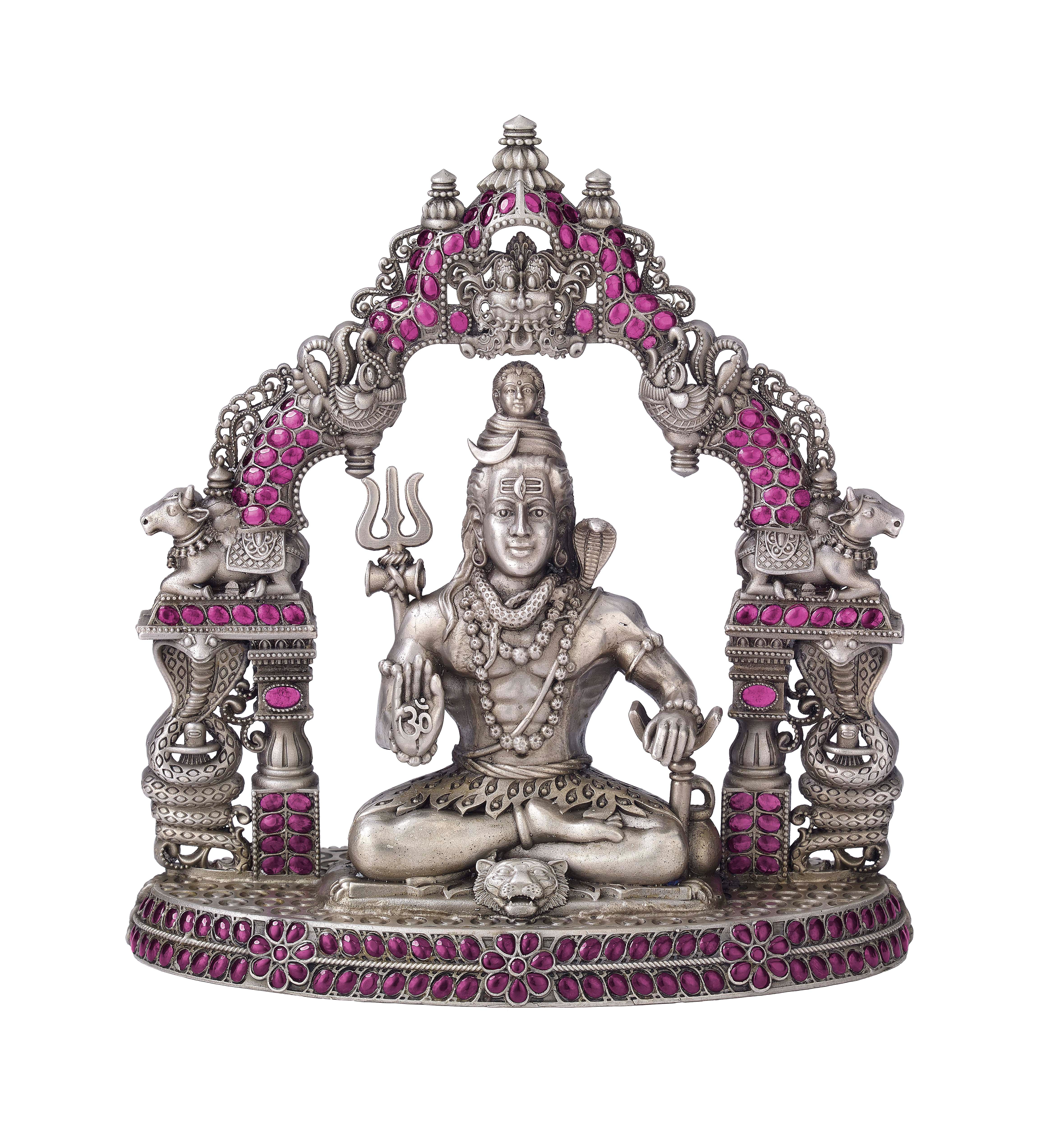 Ornate Silver Idol of Lord Shiva Devam