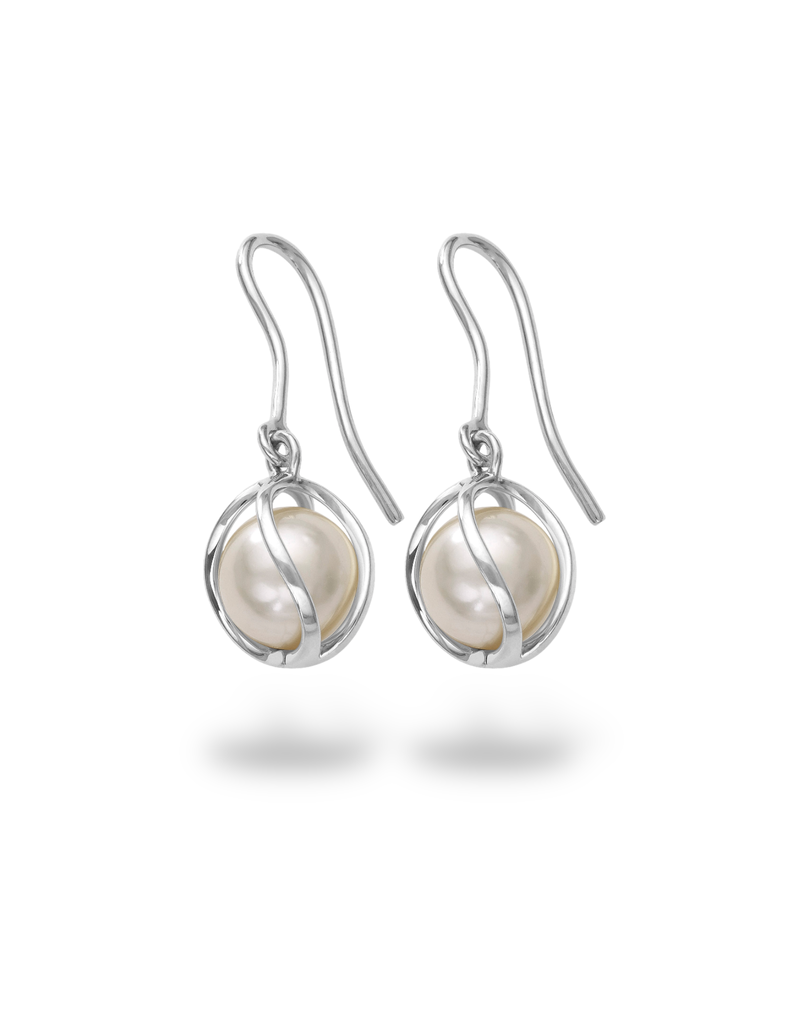Suspension Earrings from Devam with Pearls and White Gold