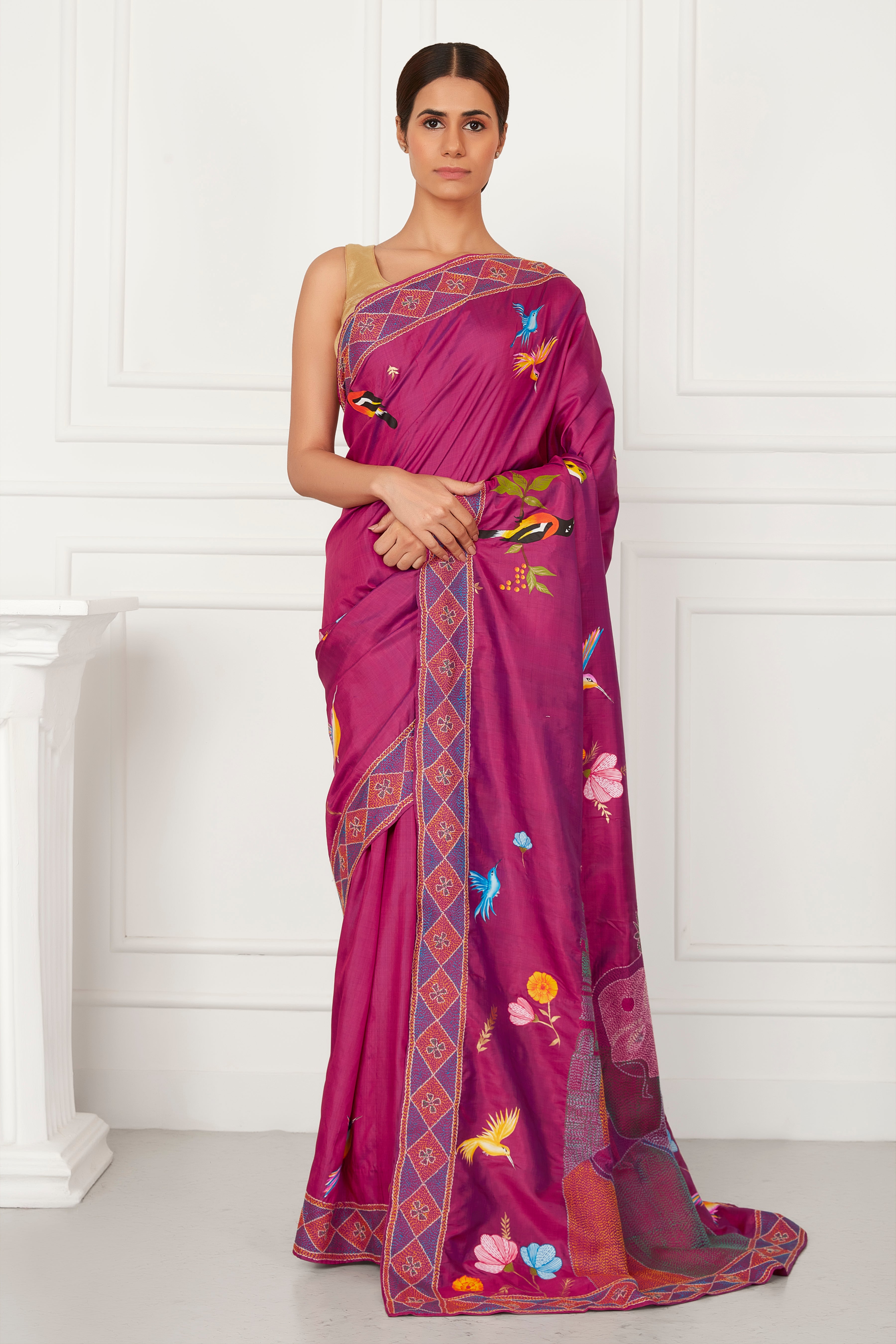Purple Kanjeevaram Cityscape Sujani