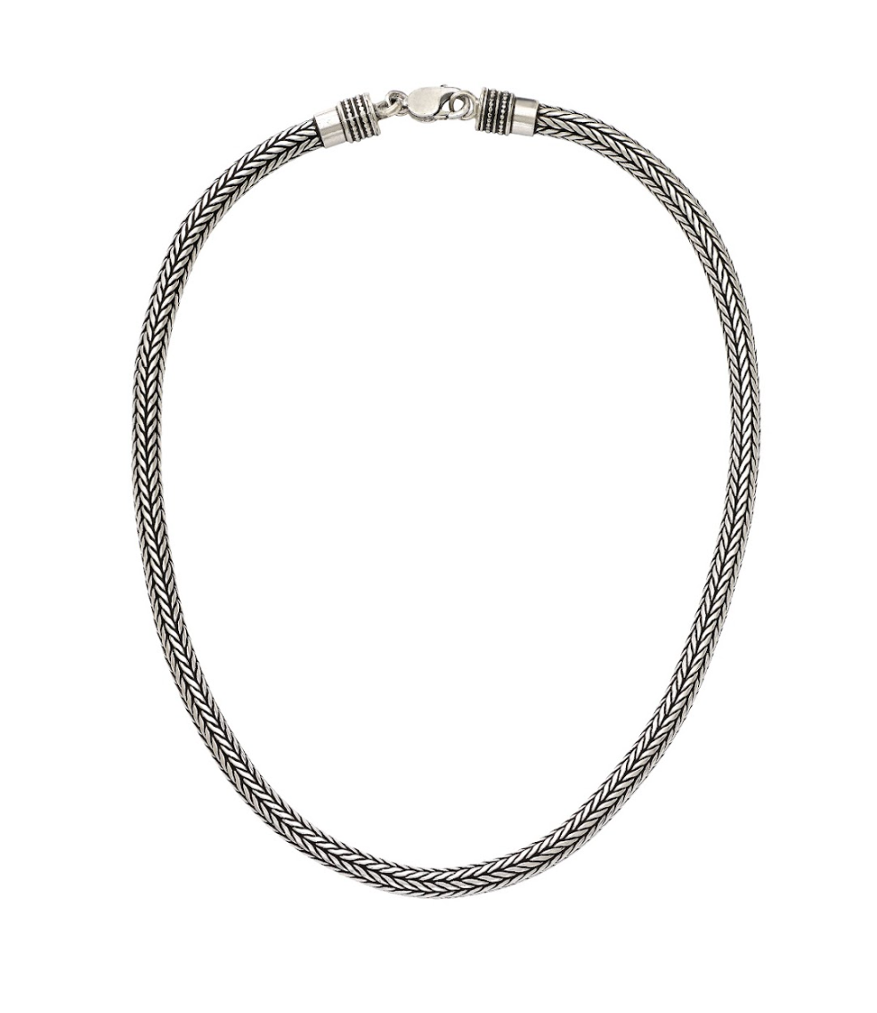 Rounded Silver Foxtail Chain Necklace Devam