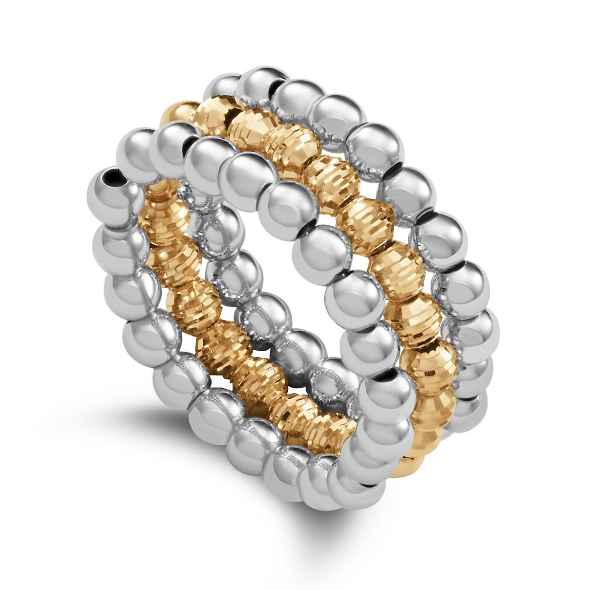 The Three-Row Flex Ring Platinum & Yellow Gold Small Devam