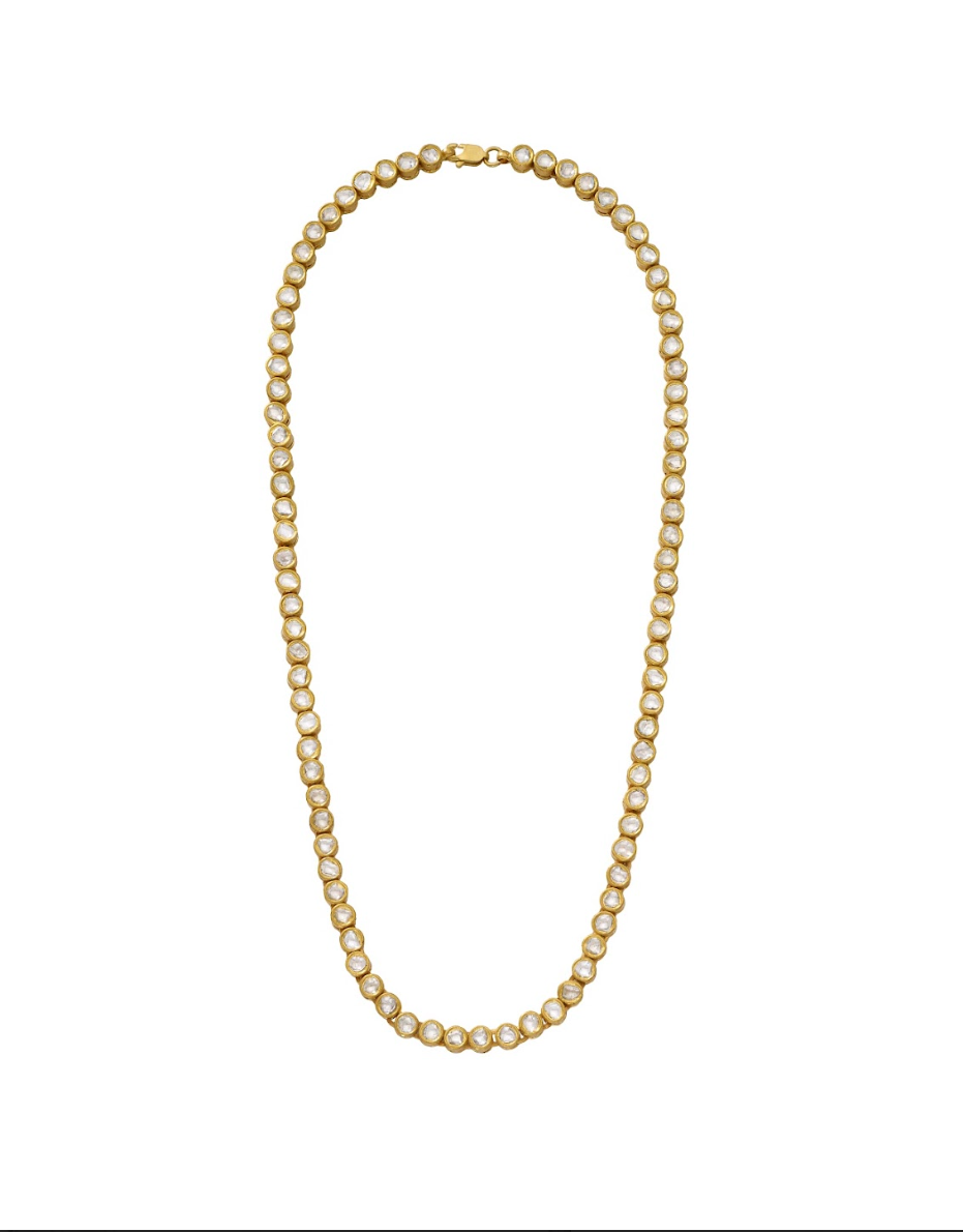 Polki Diamond Tennis Necklace - 22k Yellow Gold