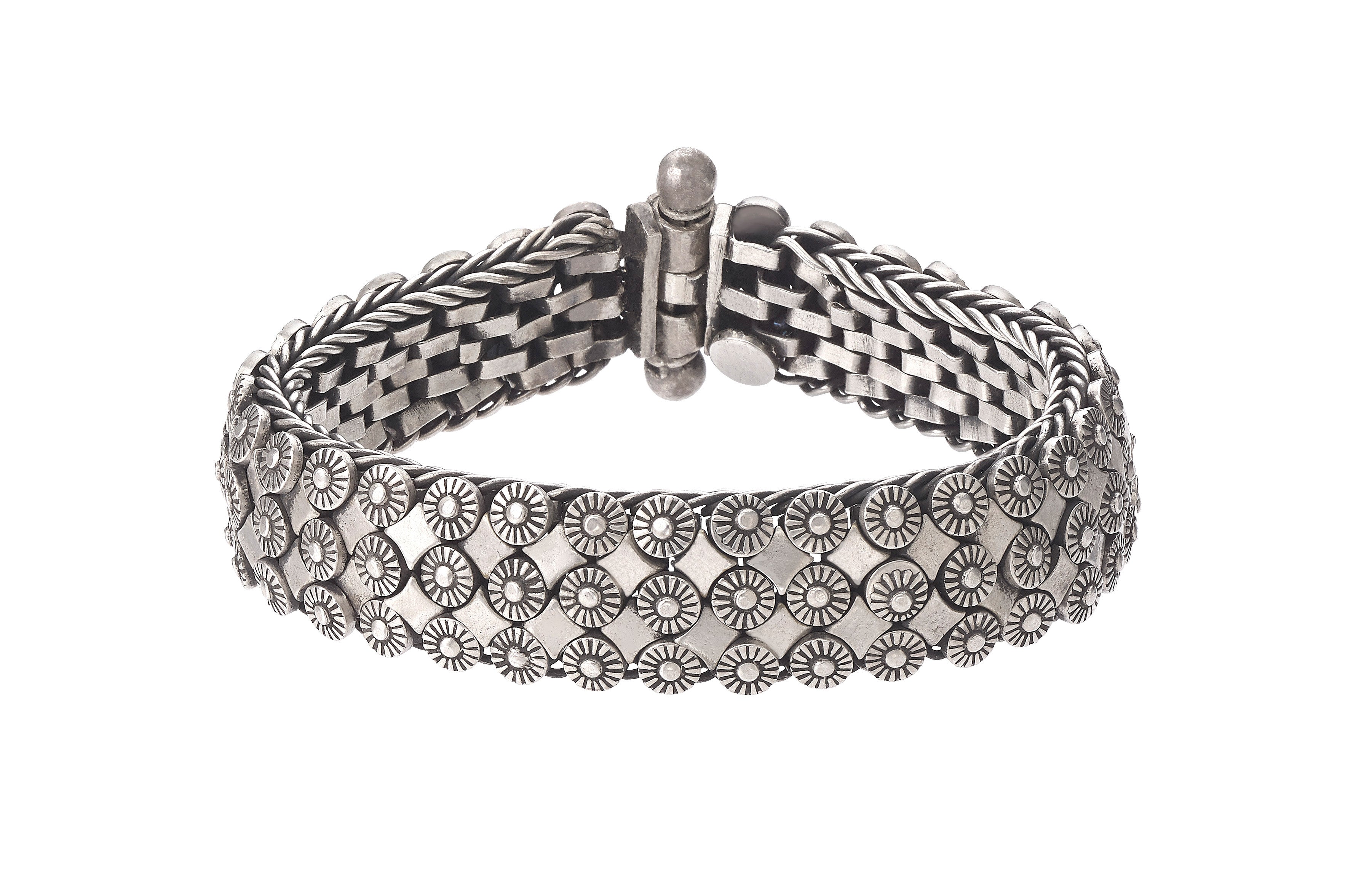 Silver Mens Bracelet with Bolt Links Devam