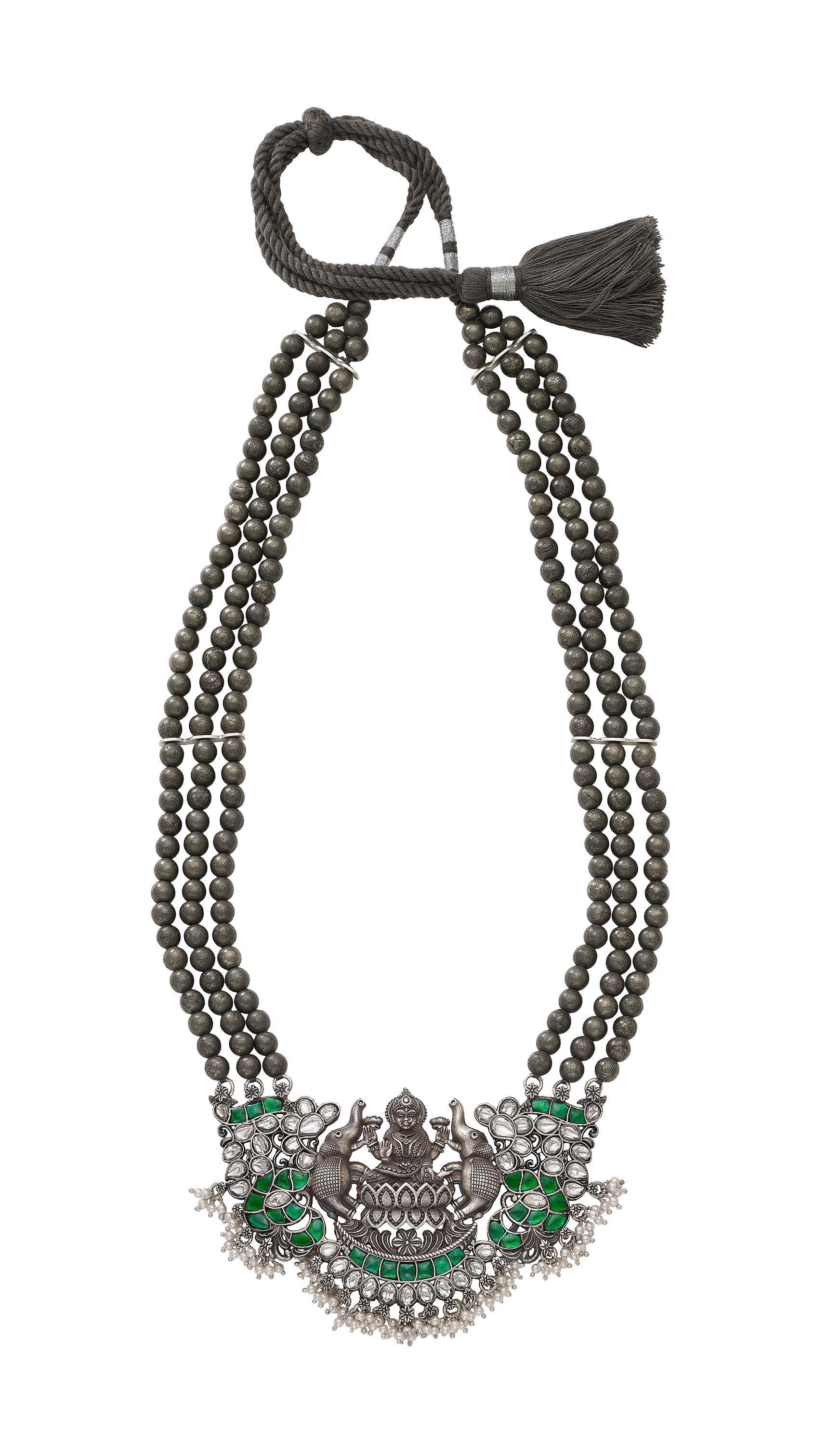 Sterling Silver Necklace with Grey Beads Devam