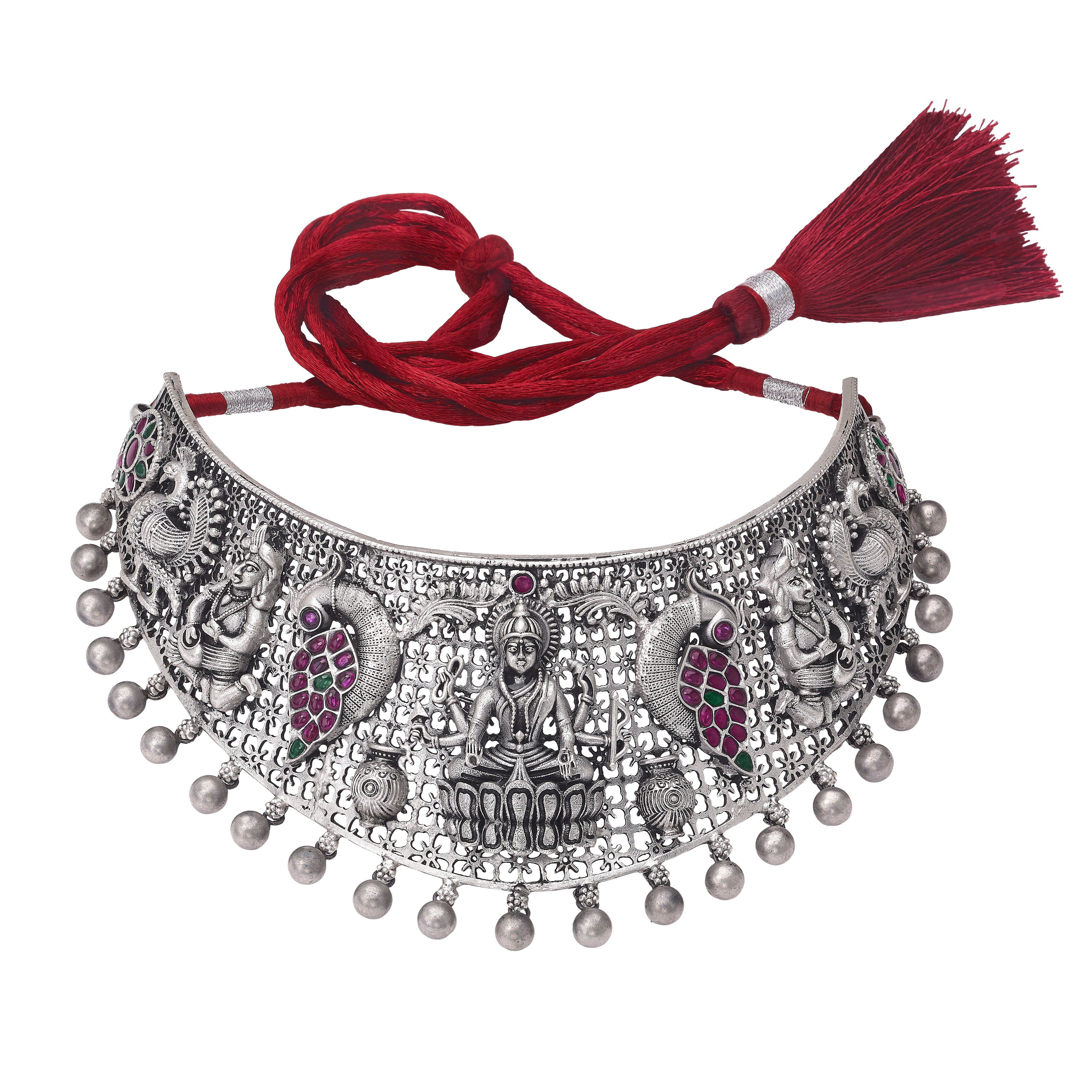 Sterling Silver Necklace with Peacock Motifs Devam