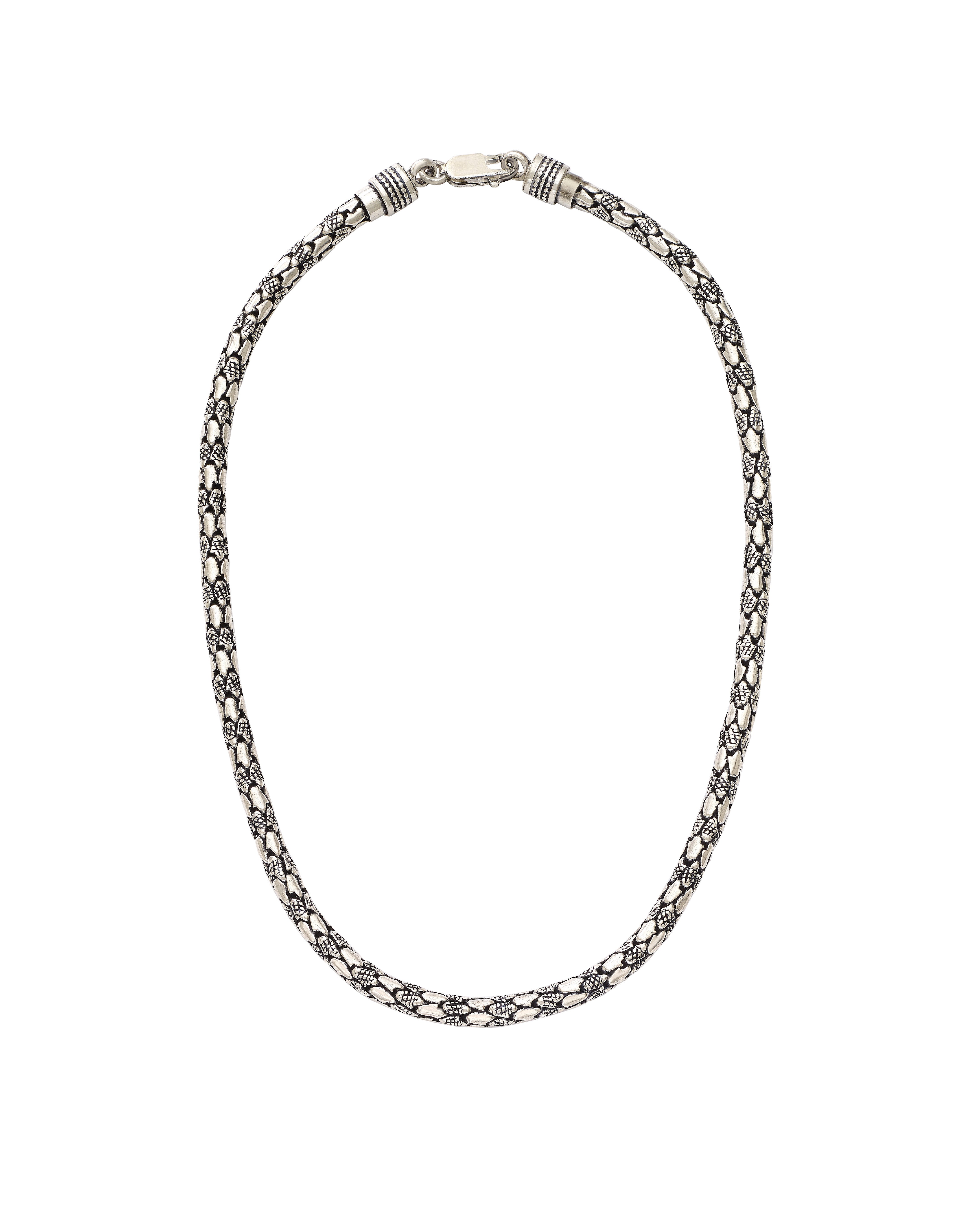 Stippled Silver Link Necklace Devam