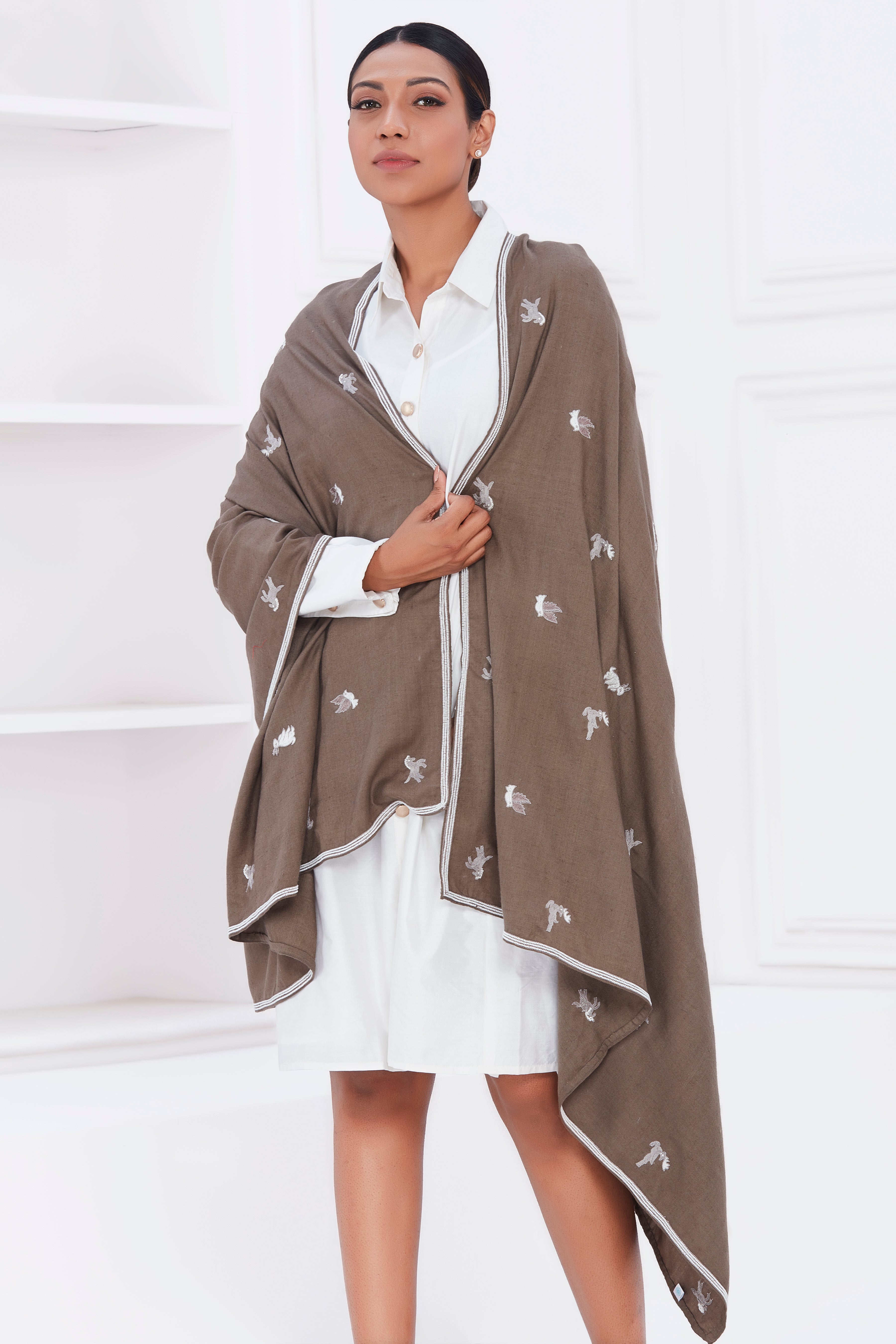 Warm Cascade Handwoven Shawl Devam