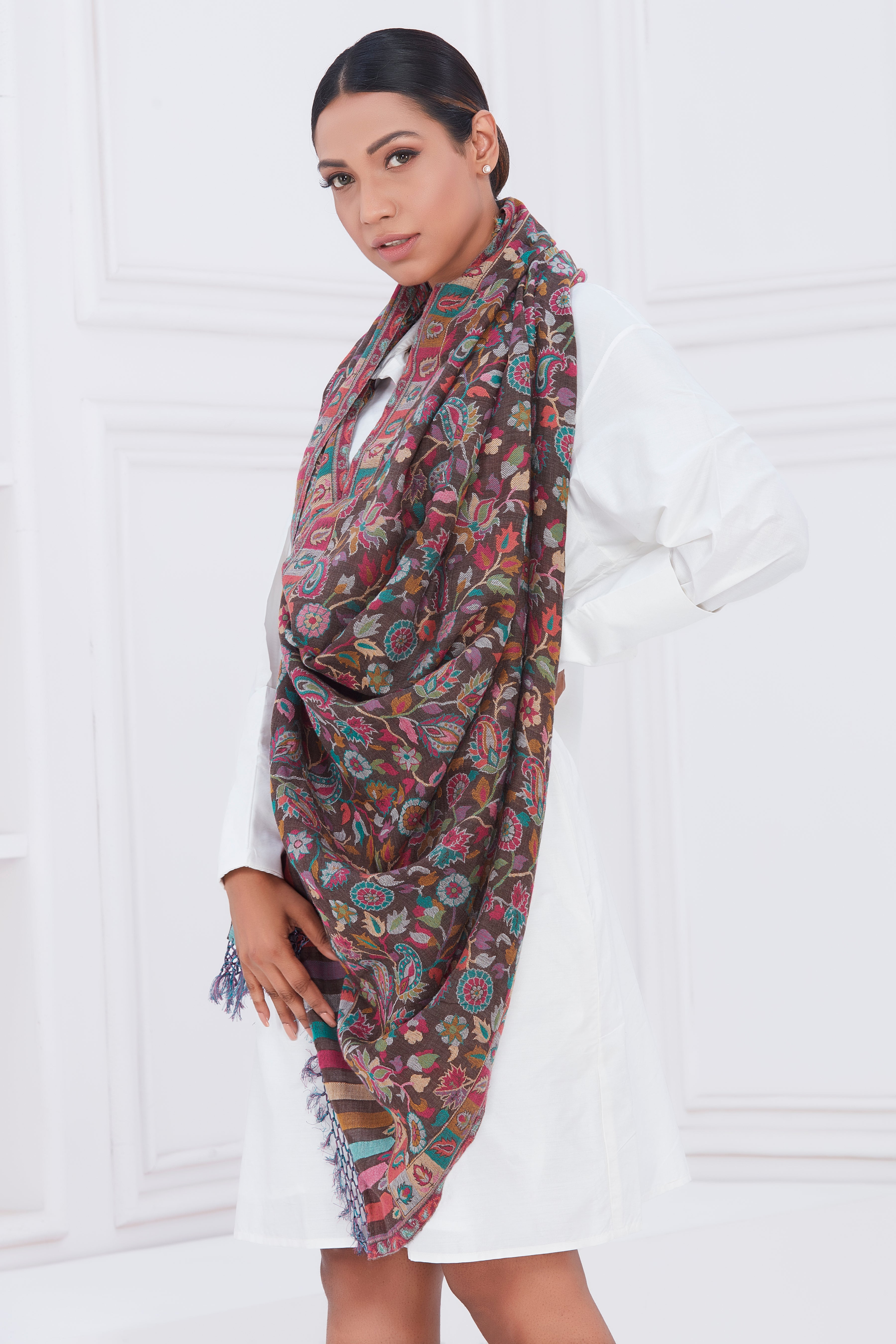 Colorful Whispers Handwoven Shawl