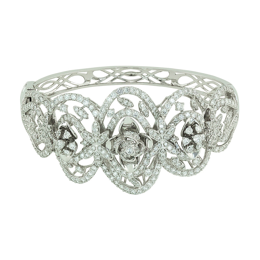 Arches of Roses Diamond White Gold Bangle Devam