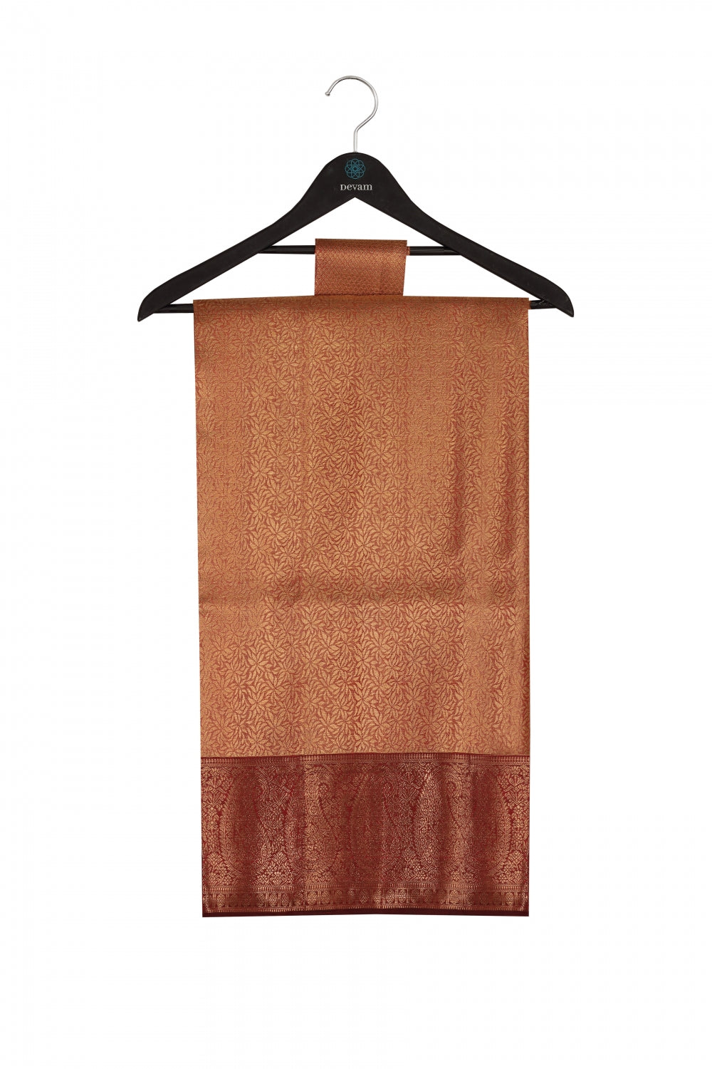 Bronze Orange Kanjeevaram Silk Saree Devam