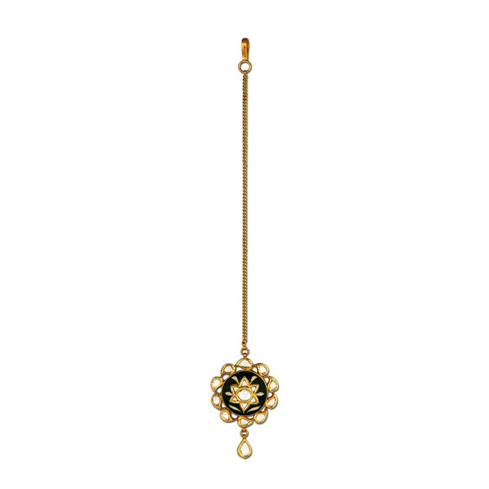 Floral Meenakari Polki Diamond Tikka Devam