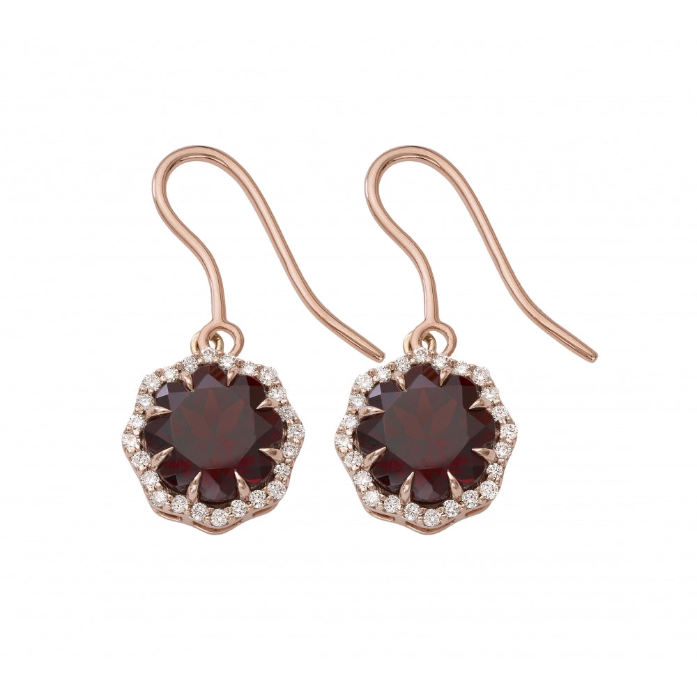Flower Cut Garnet Earrings Devam