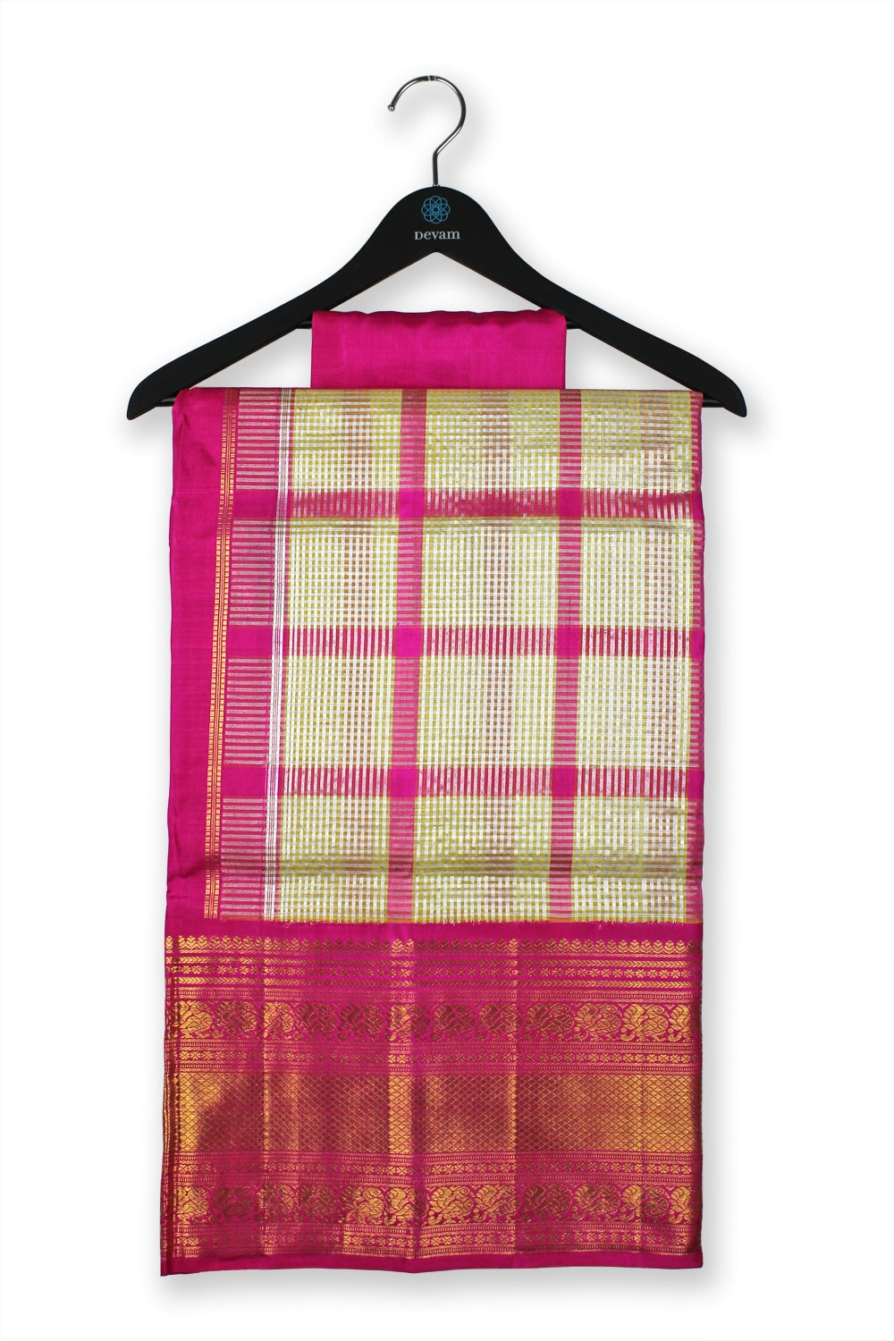 Fuchsia & Real Jari Silk Kanjeevaram Saree Devam