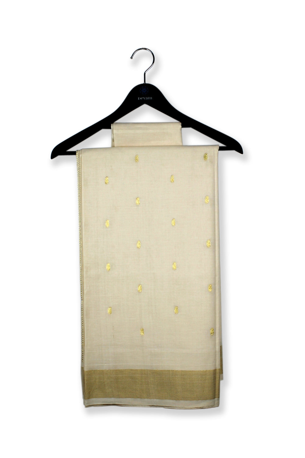 Golden Beige Paisley Cotton Paithani Saree Devam