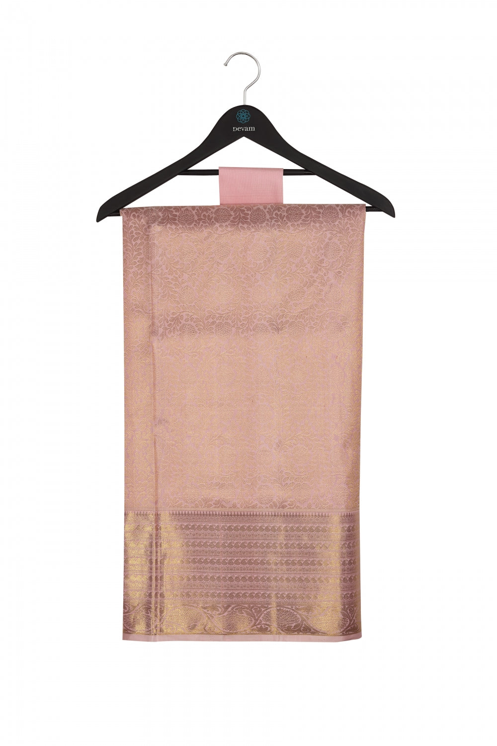Golden & Pink Silk Kanjeevaram Saree Devam