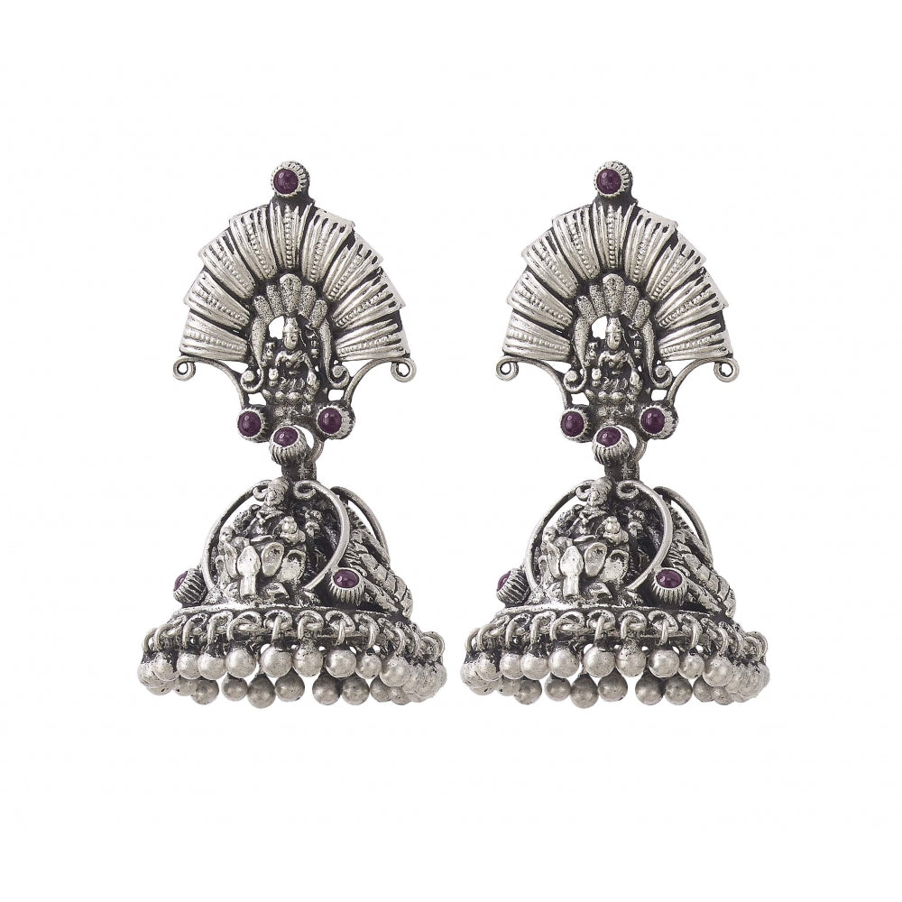 Handcrafted Sterling Silver Earrings With Purple Stones Devam