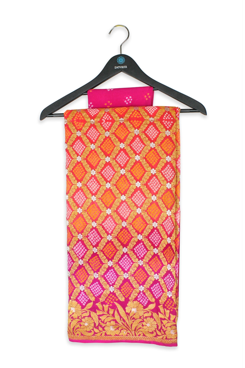 Honeycomb Garden Floral Georgette Bandhej Saree Devam