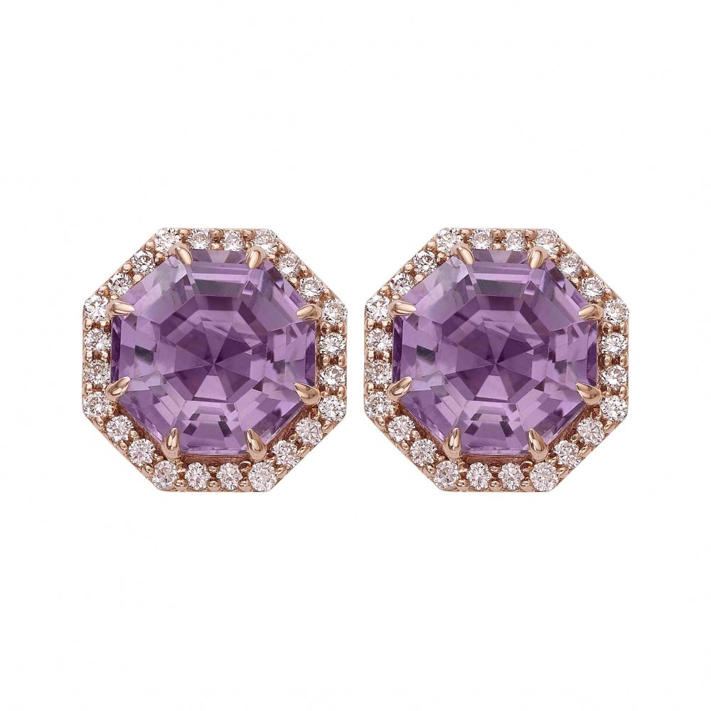 Octagon Cut Amethyst Candy Earrings Devam