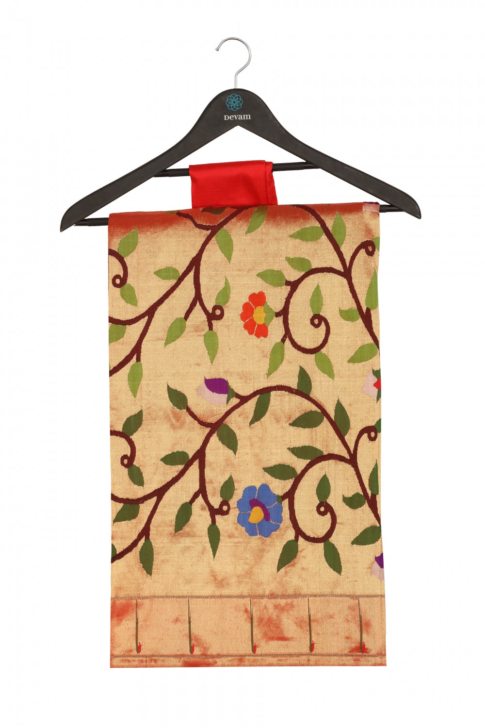 Orange Silk Paithani Saree Devam