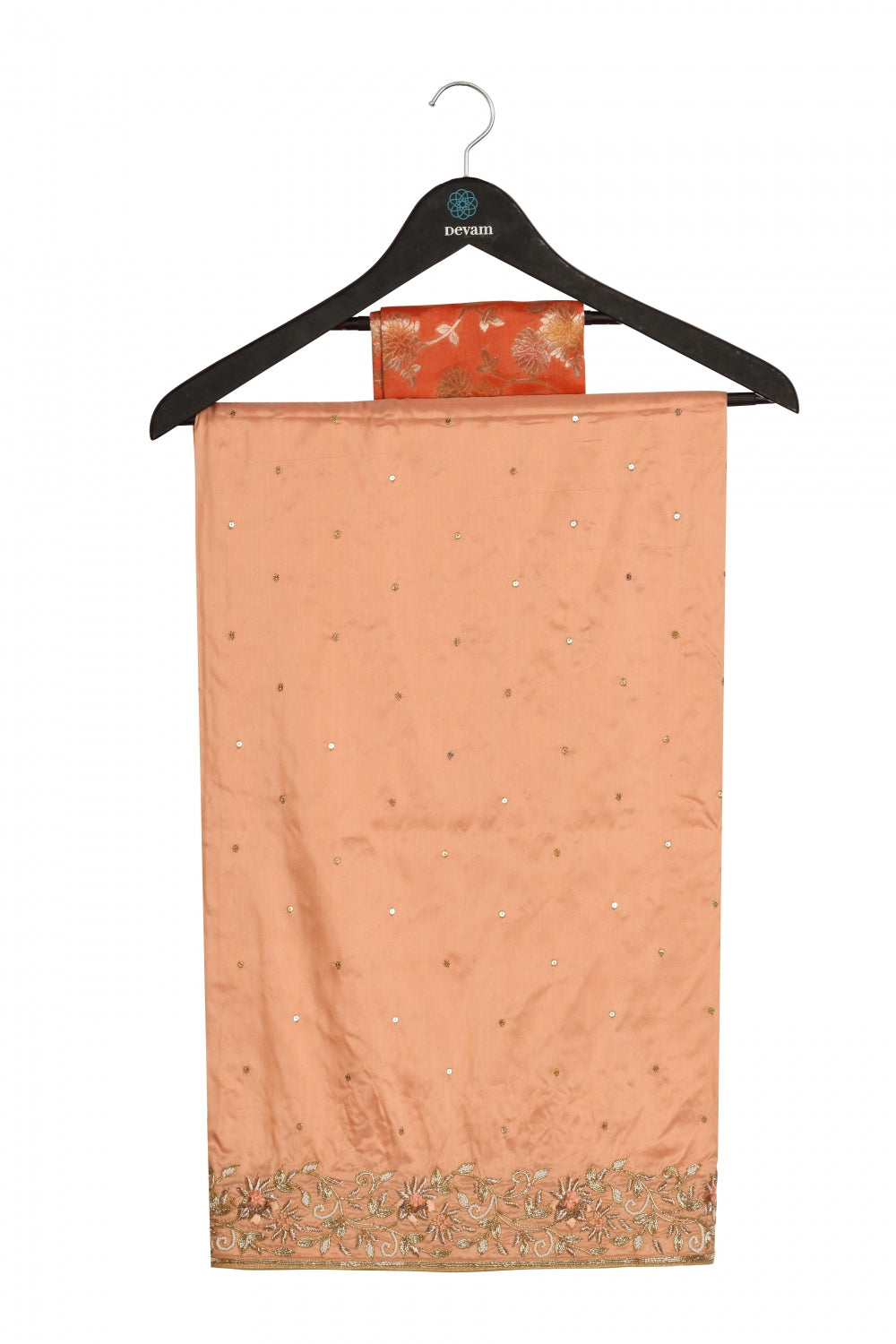 Pink Silk Hand Embroidered Saree Devam
