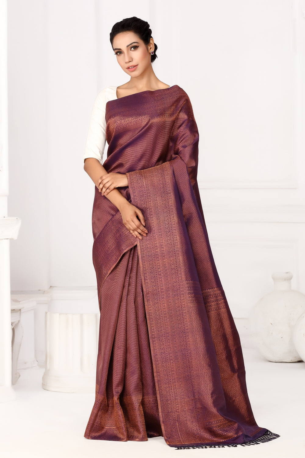 Purple & Gold Kanjivaram Devam
