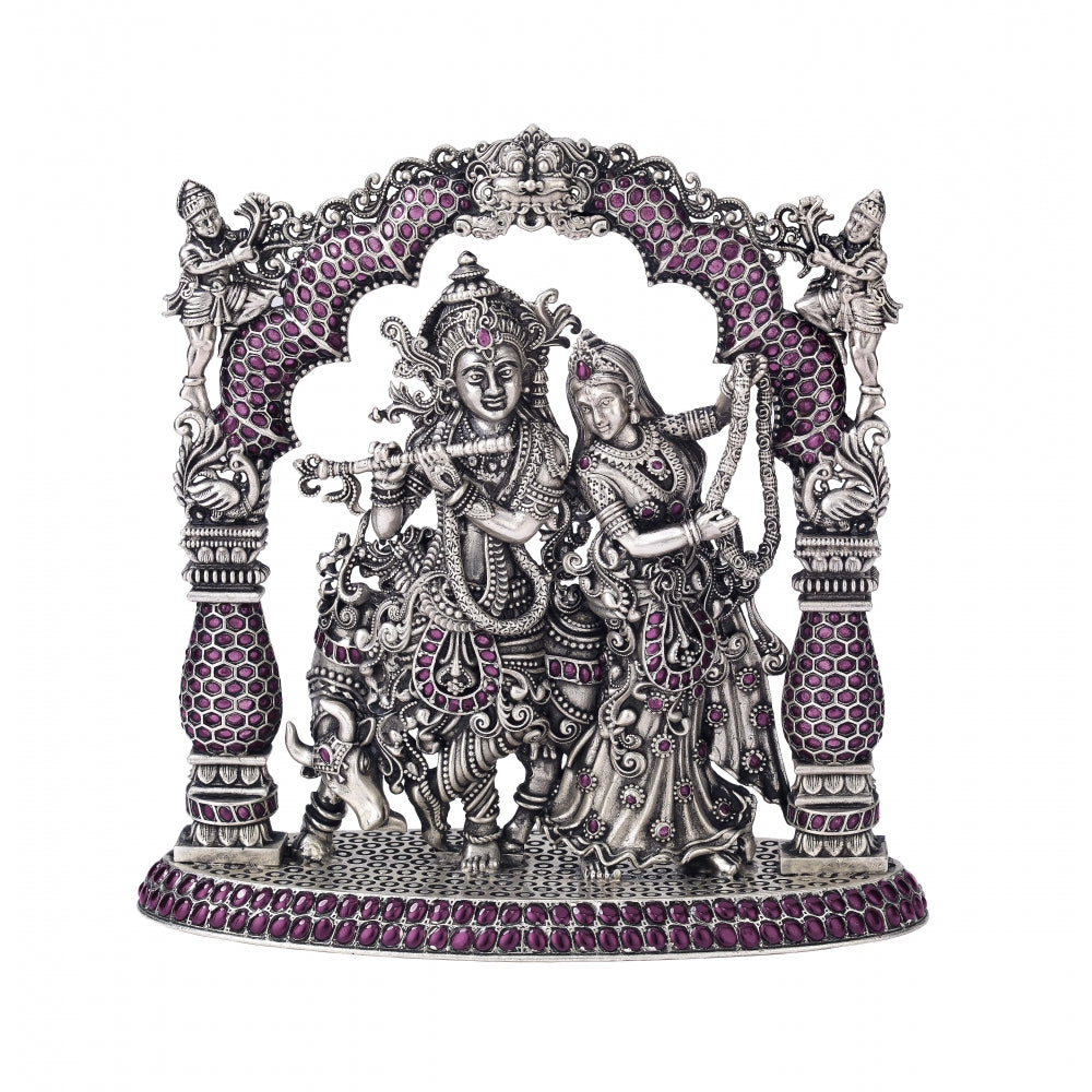 Silver Radha & Krishna Statue Devam