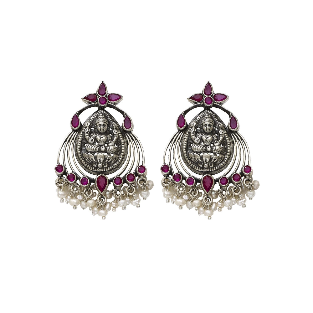 Sterling Silver Chandbali Drop Earrings Devam