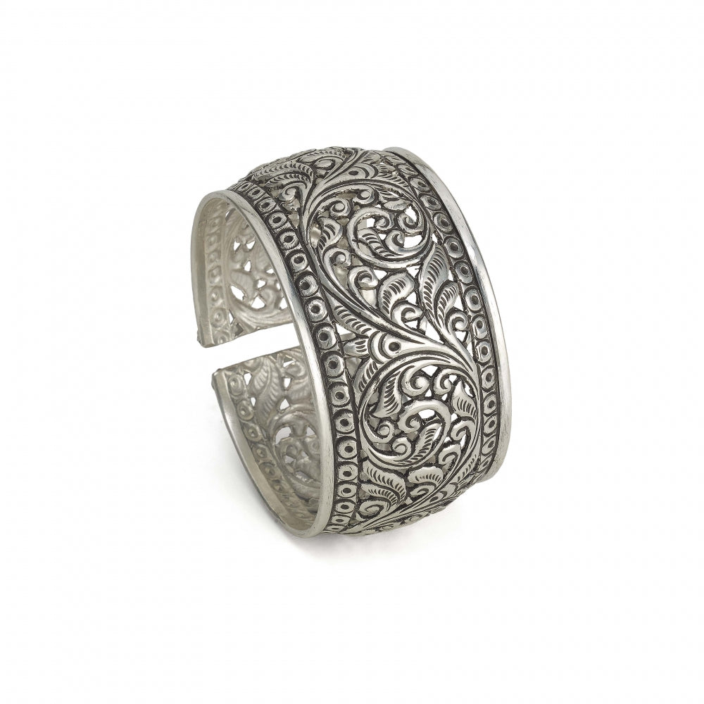 Sterling Silver Floral Bangle Bracelet Devam
