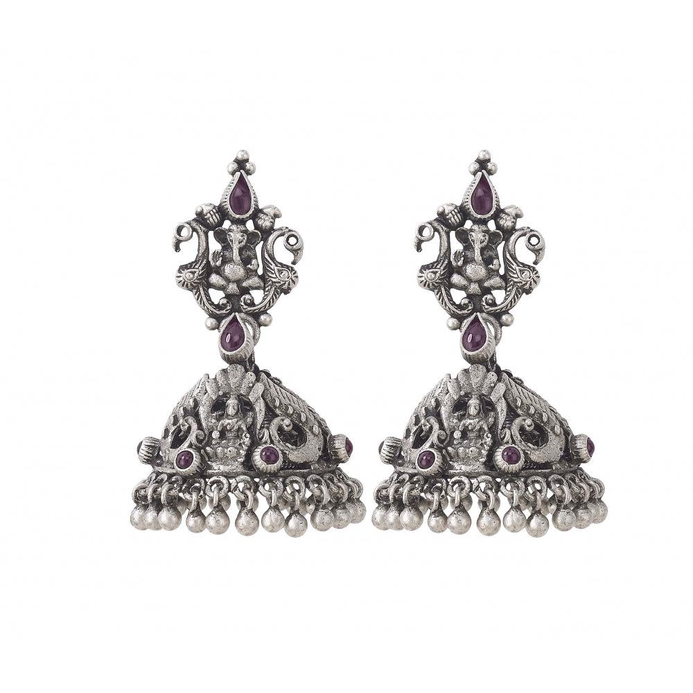 Sterling Silver Handcrafted Earrings With Purple Stones Devam