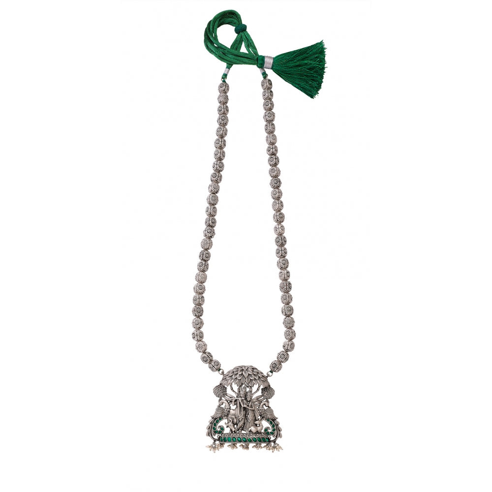 Sterling Silver Necklace With Green Stones Devam