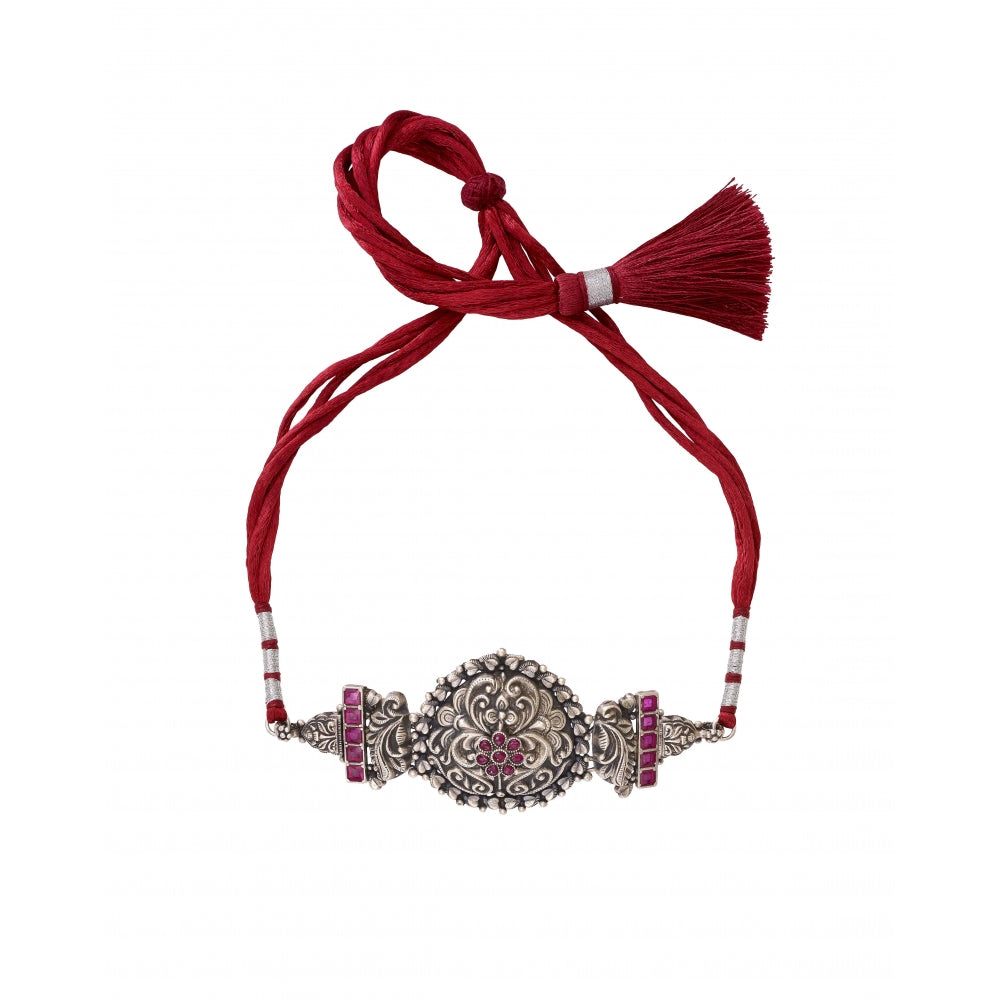 Sterling Silver Necklace With Pink Stones Devam