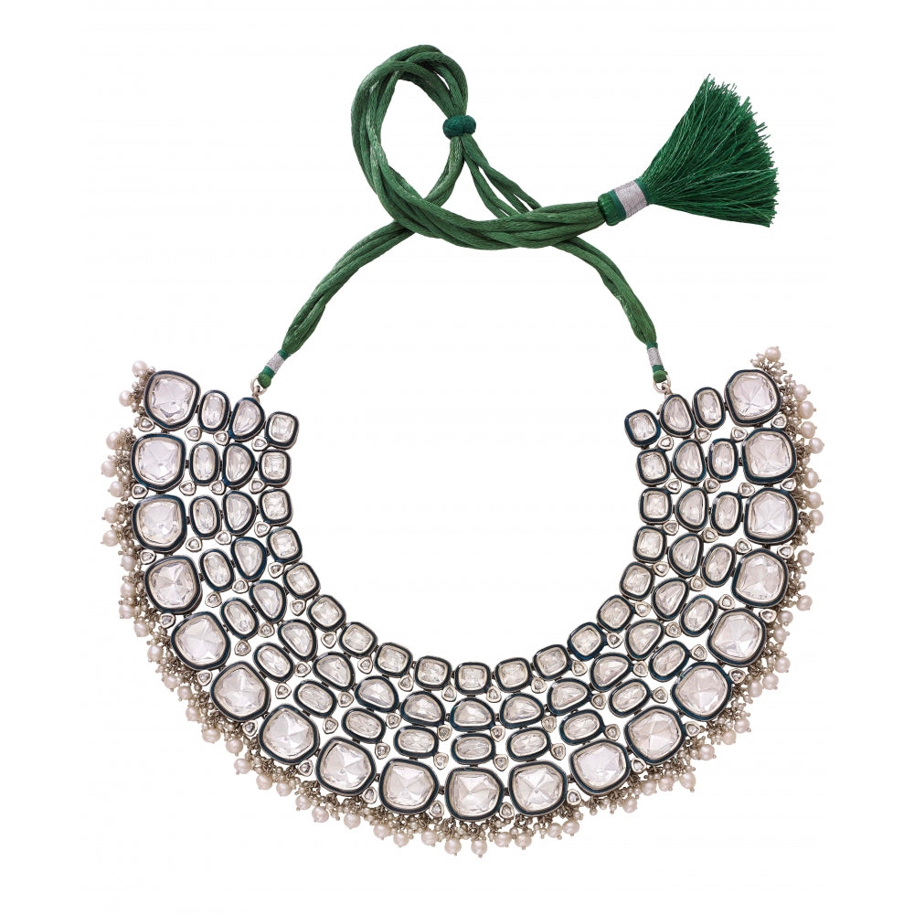 Sterling Silver Necklace With White Stones Devam