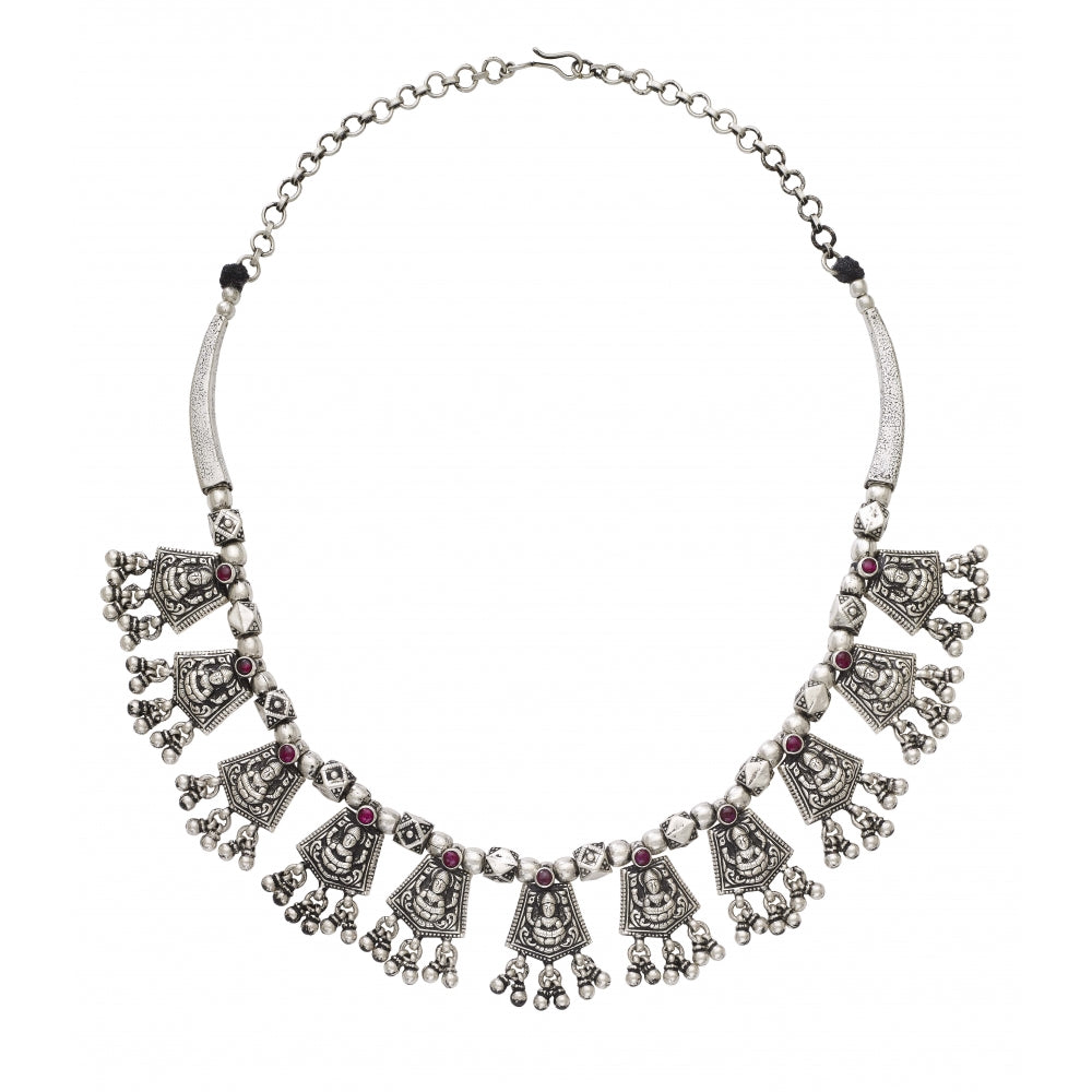 Sterling Silver Necklace with Goddess Laxmi Devam