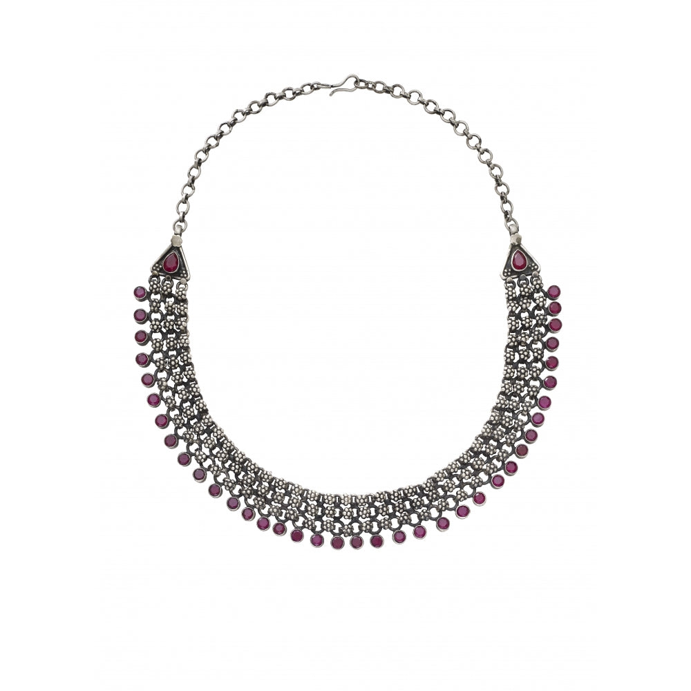 Sterling Silver Necklace with Semi-Precious Stones Devam