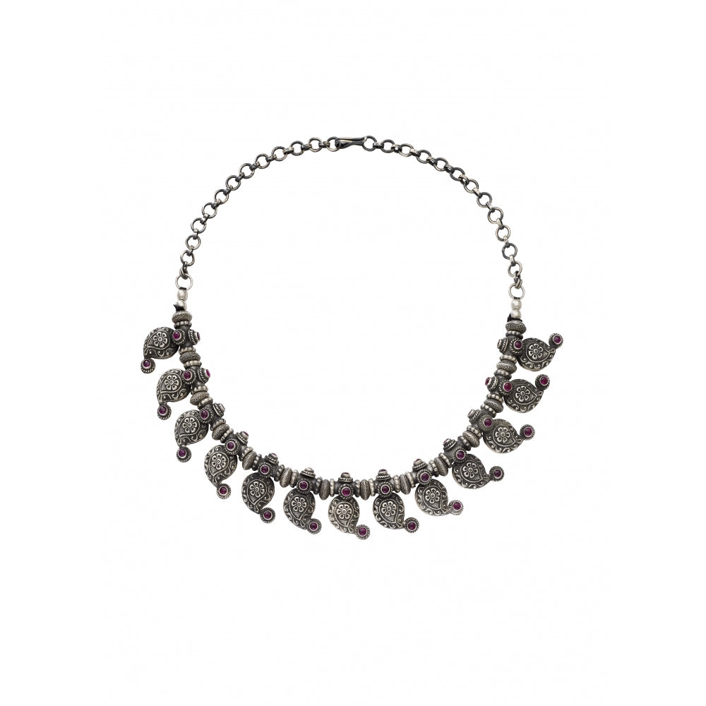 Sterling Silver Necklace with Stone Design Devam