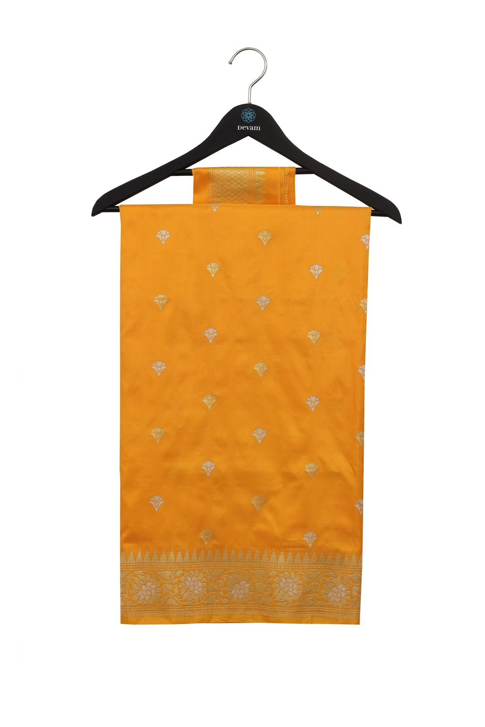 Tangerine Orange Handloom Silk Banarasi Saree Devam
